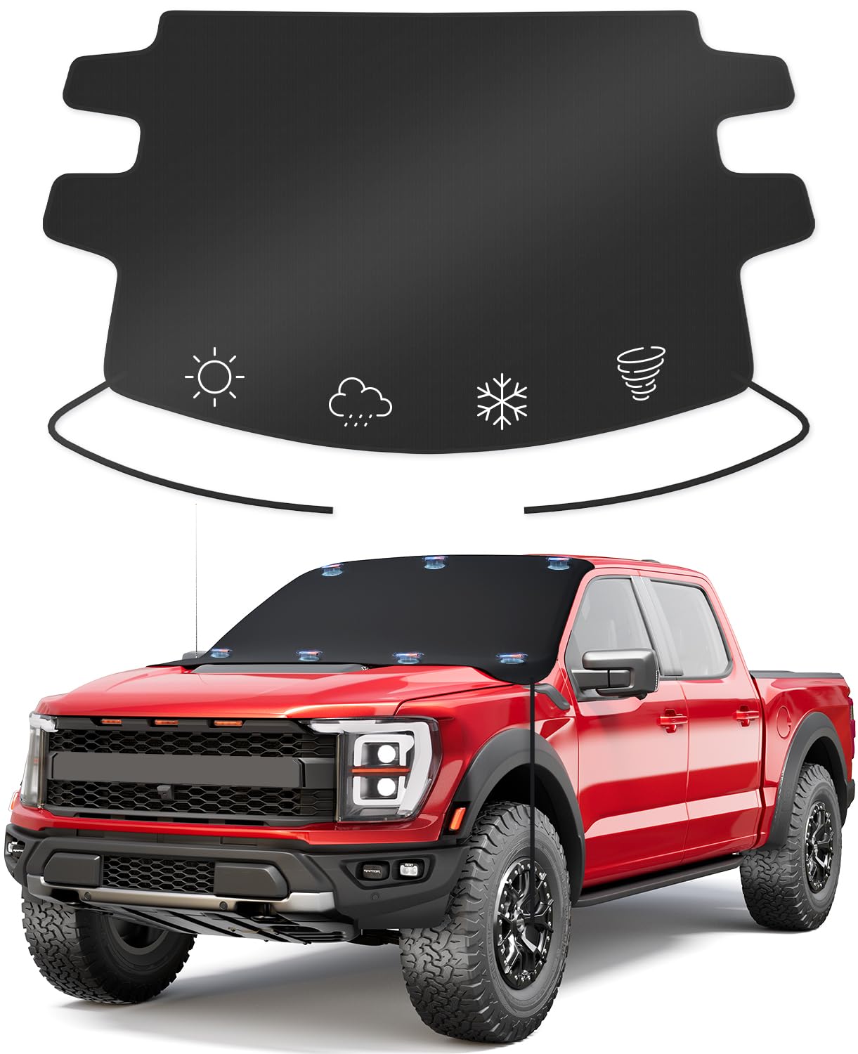 2025 Upgrade Car Windshield Snow Cover For Ice & Snow - 600D Heavy-Duty Magnetic Windshield Protector, All-Season Frost Shield,