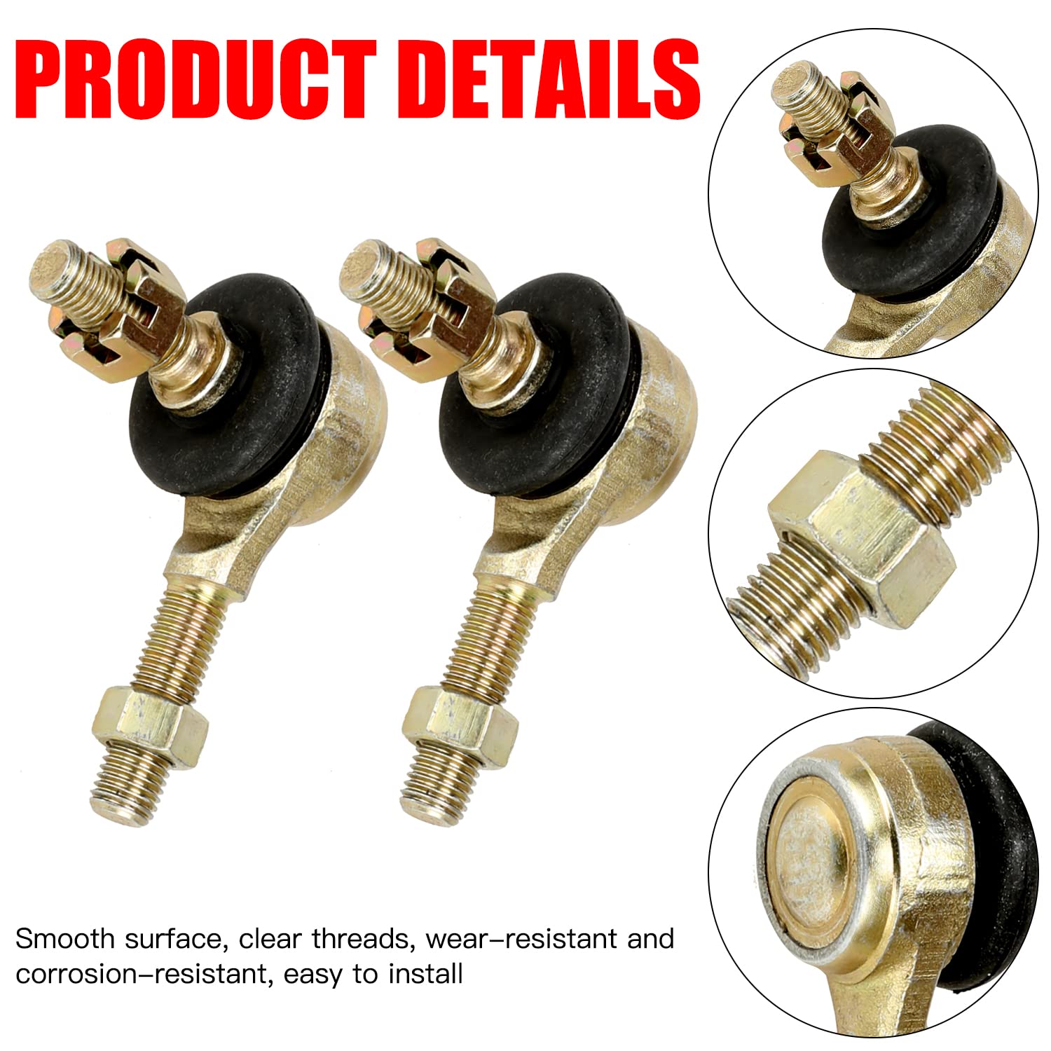 Grehua Left And Right 10-10Mm Tie Rod Ball Joint Hand For 50Cc 110Cc 125Cc Coolster Taotao Ata Atd Baja Peace Redcat Bms Rps Icebear Aim-Ex Vitacci Kayo Buyang Kazuma 125Cc Chinese 4 Wheeler Atv Quad