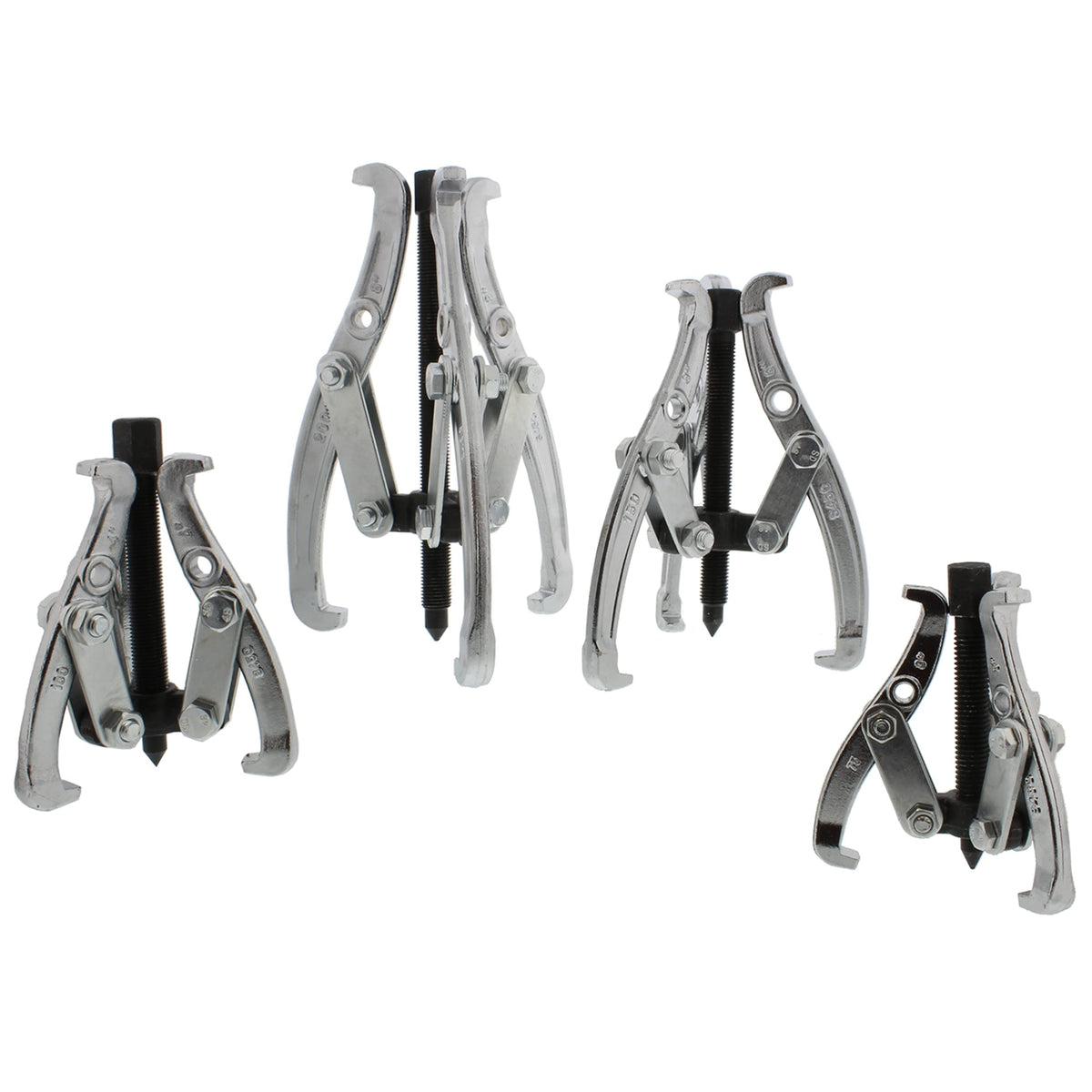 Abn 3-Jaw Gear Puller 4-Piece Set - 3In, 4In, 6In, 8In - Removal Tool Kit For Slide Gears, Pulley, And Flywheel