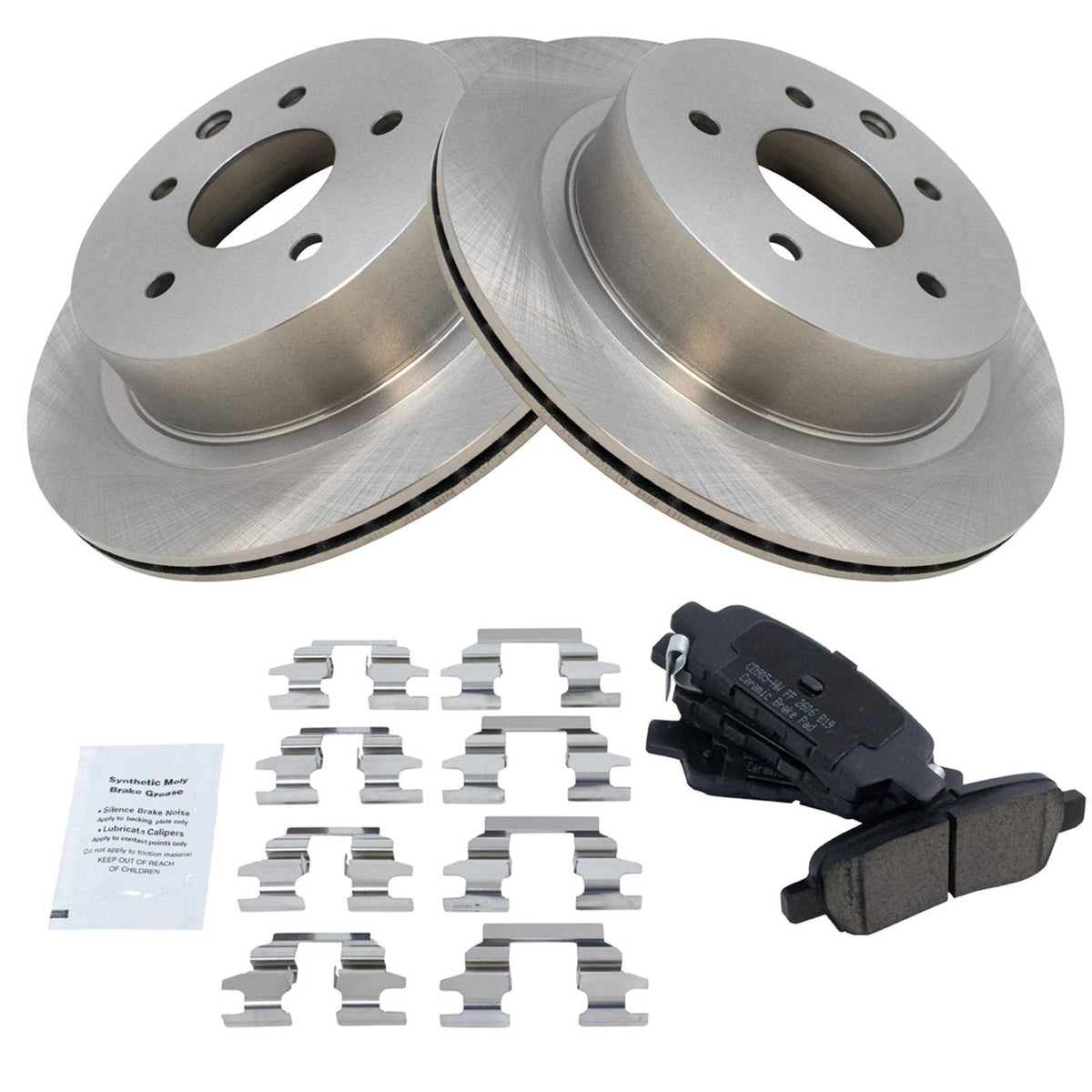 Trq Rear Brake Pad & Rotor Kit Brake Pads Brake Rotor Ceramic Compatible With 2003-2005 Infiniti G35 Nissan 350Z 2011-2023 Leaf