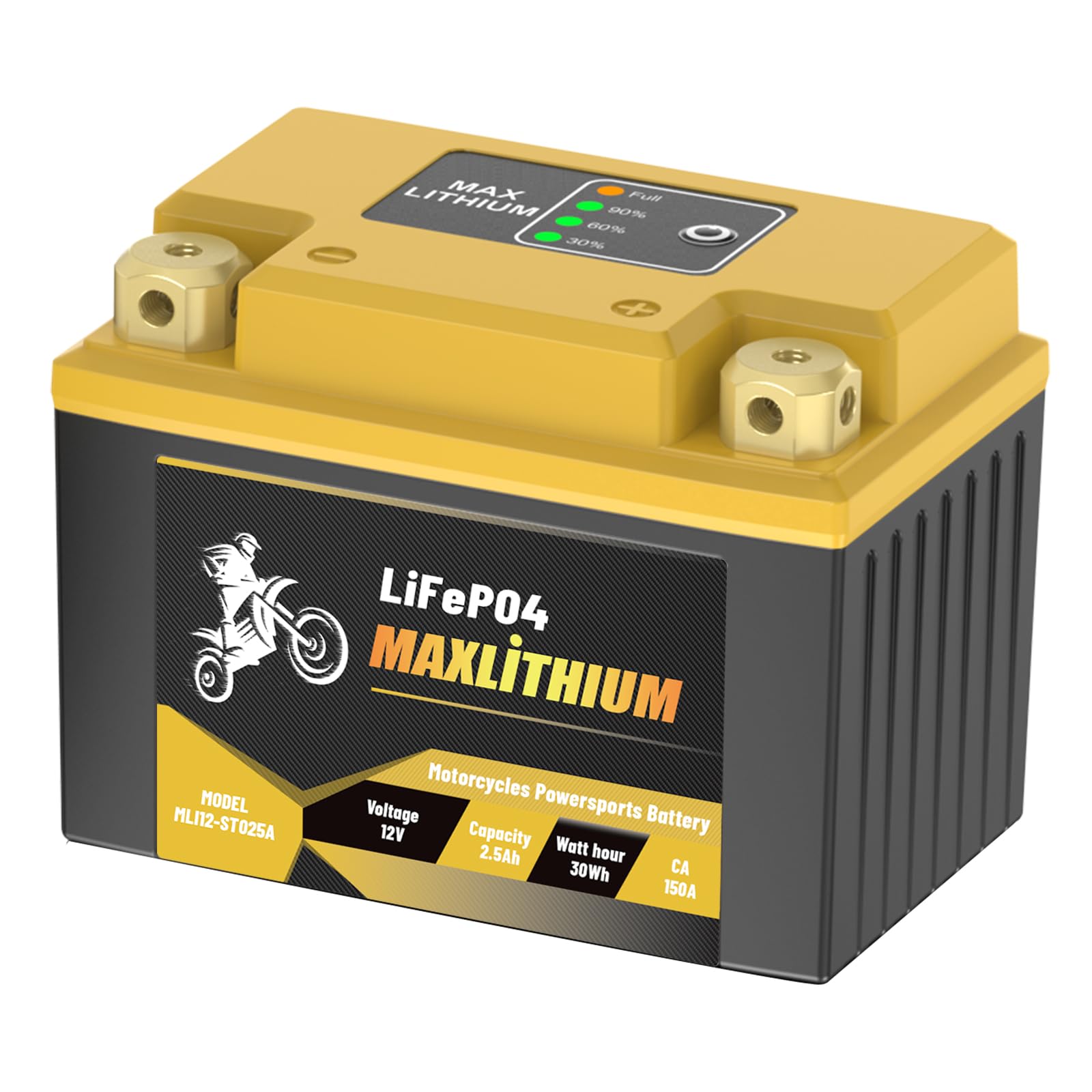 YTX4L-BS/YTX5L-BS Motorcycles Lithium Battery 12V 2.5Ah 150CA with Smart BMS, YTZ5S-BS/YTZ6-BS, Compatible with Small street Bik