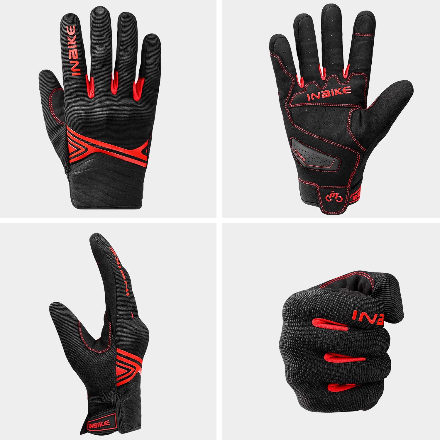 Inbike Breathable Mesh Motorcycle Gloves Touchscreen With Tpr Palm Pad Hard Knuckles Black Red Medium
