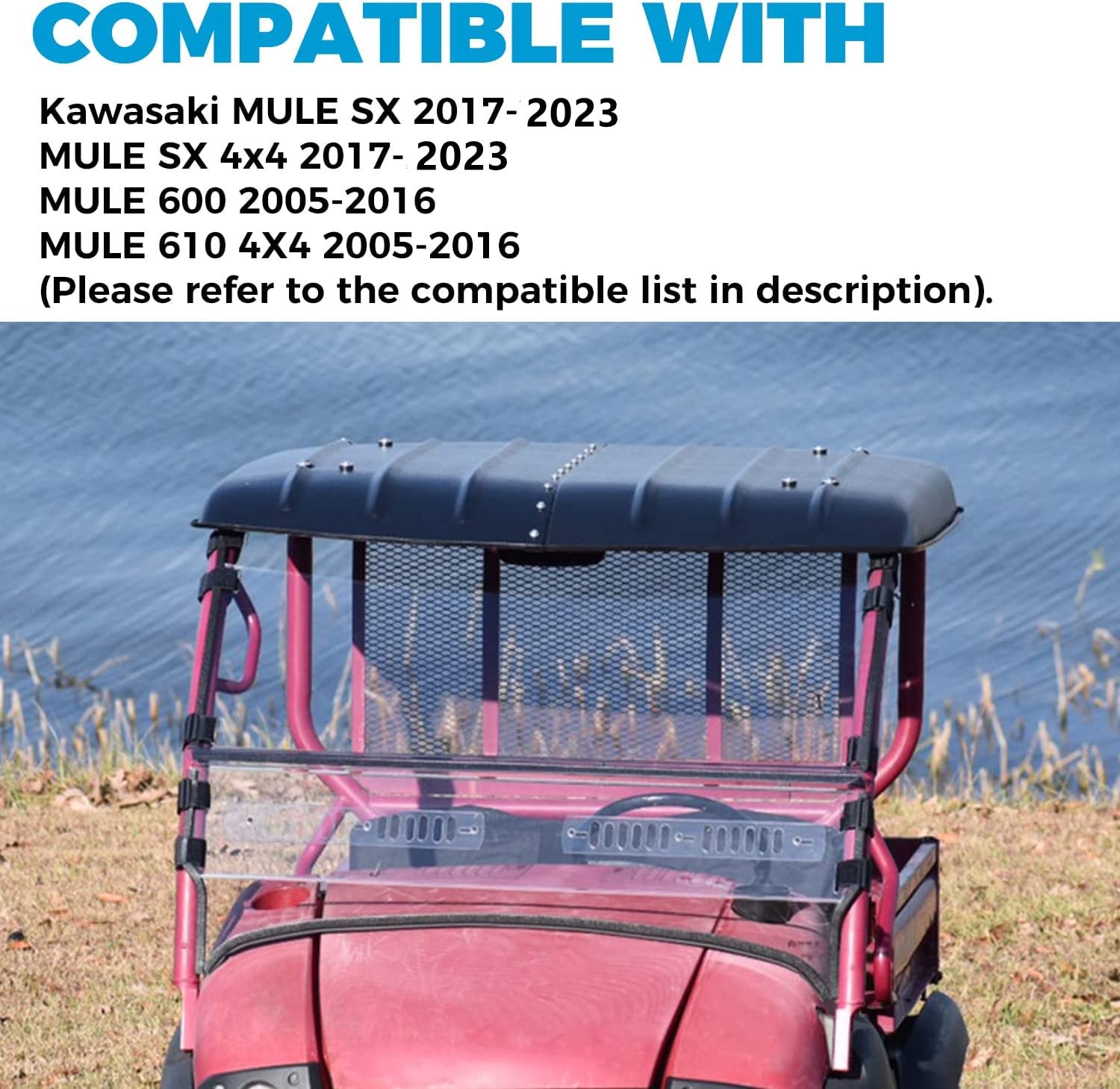 Ecotric Hard Top Compatible With 2005-2024 Kawasaki Mule 600 610 4X4 Se Xc Sx Roof Protector Replace For Kaf600-005B