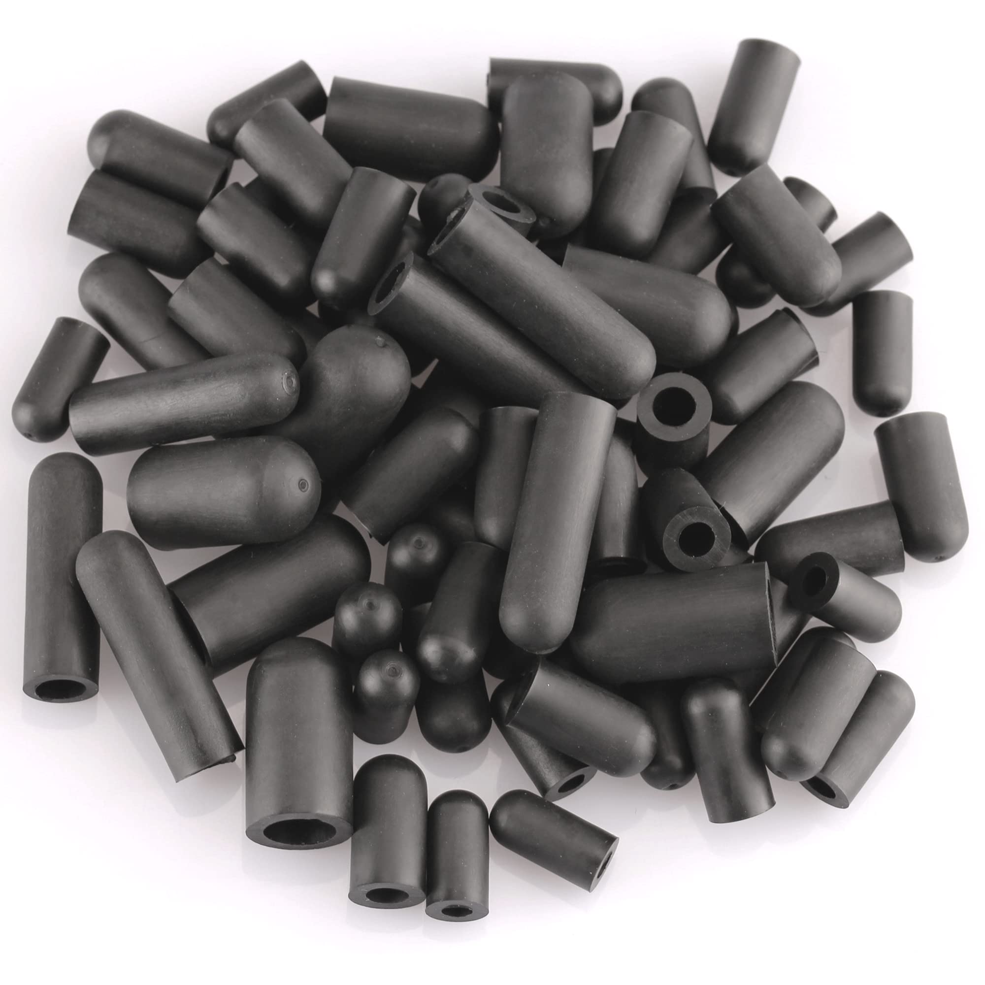 80PCS Vacuum Hose Caps, Connector Assortment 6 Sizes Black Rubber Cap, Automotive Topomatic Replacement Parts for Carburetor Vac