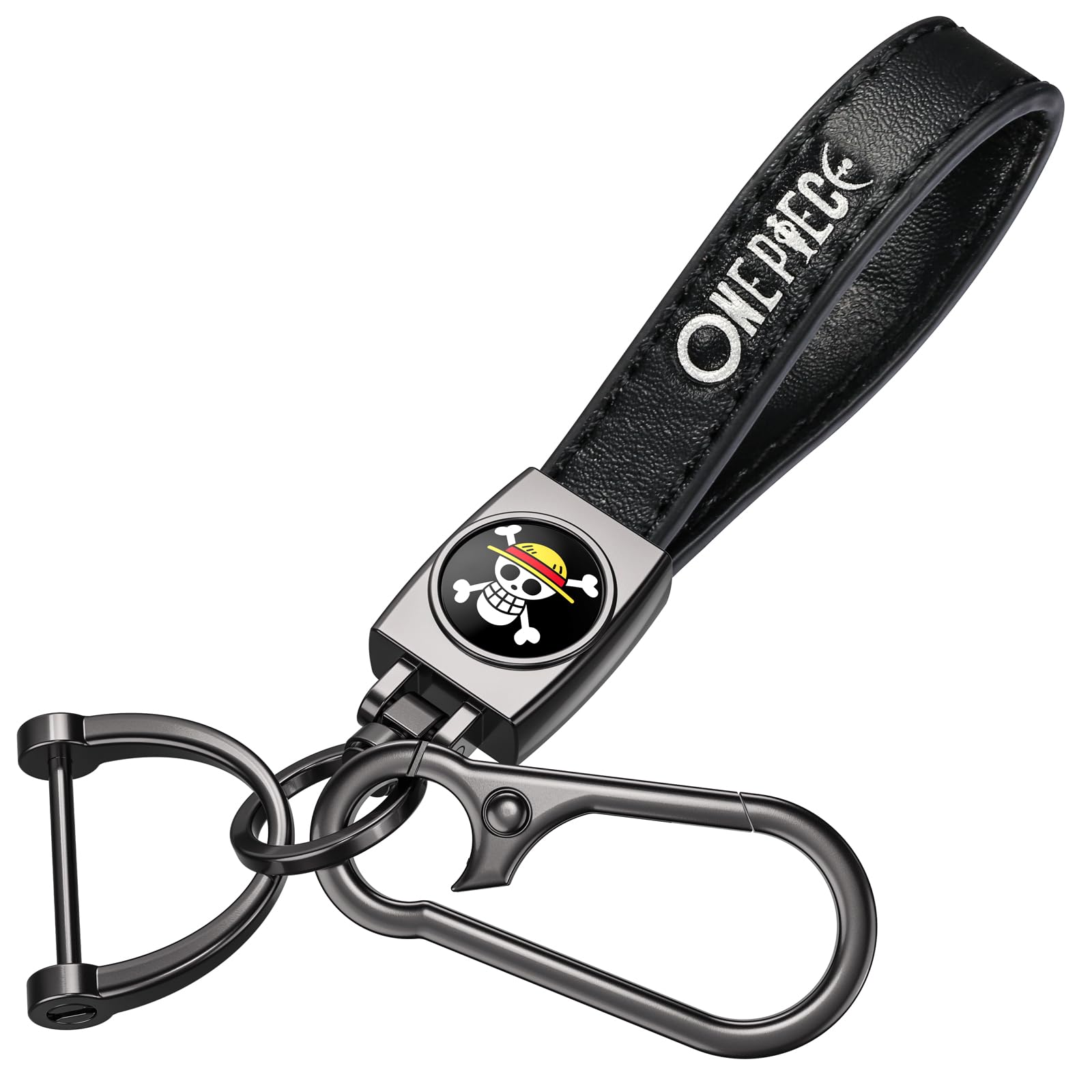 One Piece Car Keychain Keyring for Anime Fans,One Piece Leather Car Key Chain Replacement Key Fob Holder,Souvenir Gifts