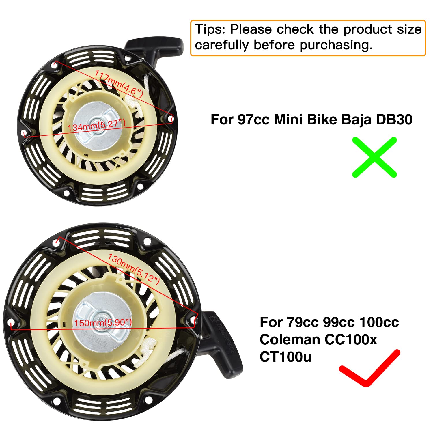 Fvrito Pull Start Recoil Starter Assembly For Predator 79Cc 98Cc 99Cc 100Cc 2.8Hp 3.0Hp Coleman Ct100U Cc100X Ck100 Sk100 Mini B