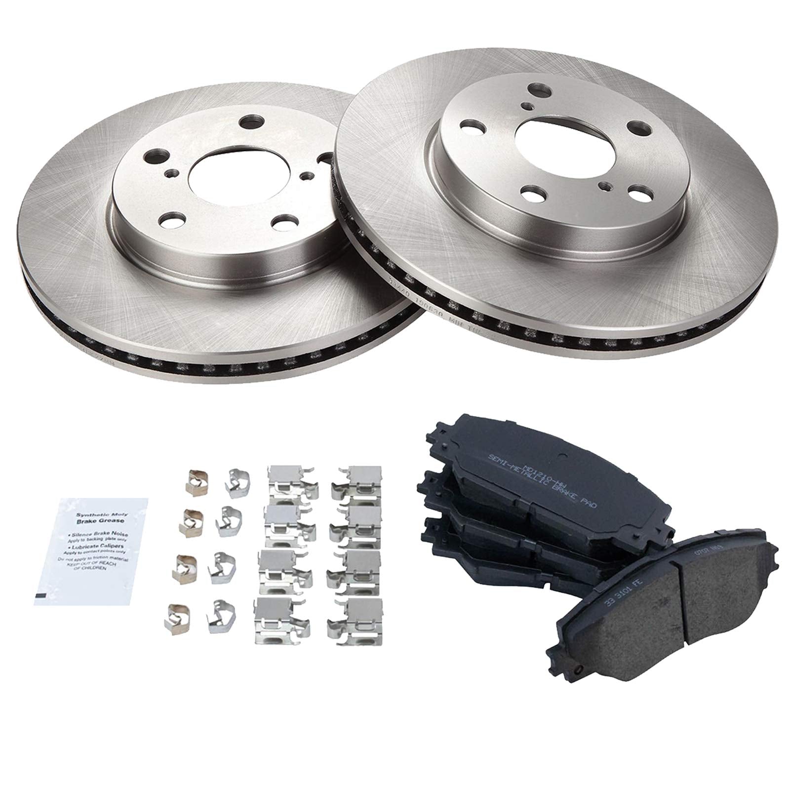 Trq Front Brake Pad & Rotor Kit Brake Pads Brake Rotor Semi-Metallic Compatible With 2010-2012 Lexus Hs250H 2008-2015 Scion Xb 2