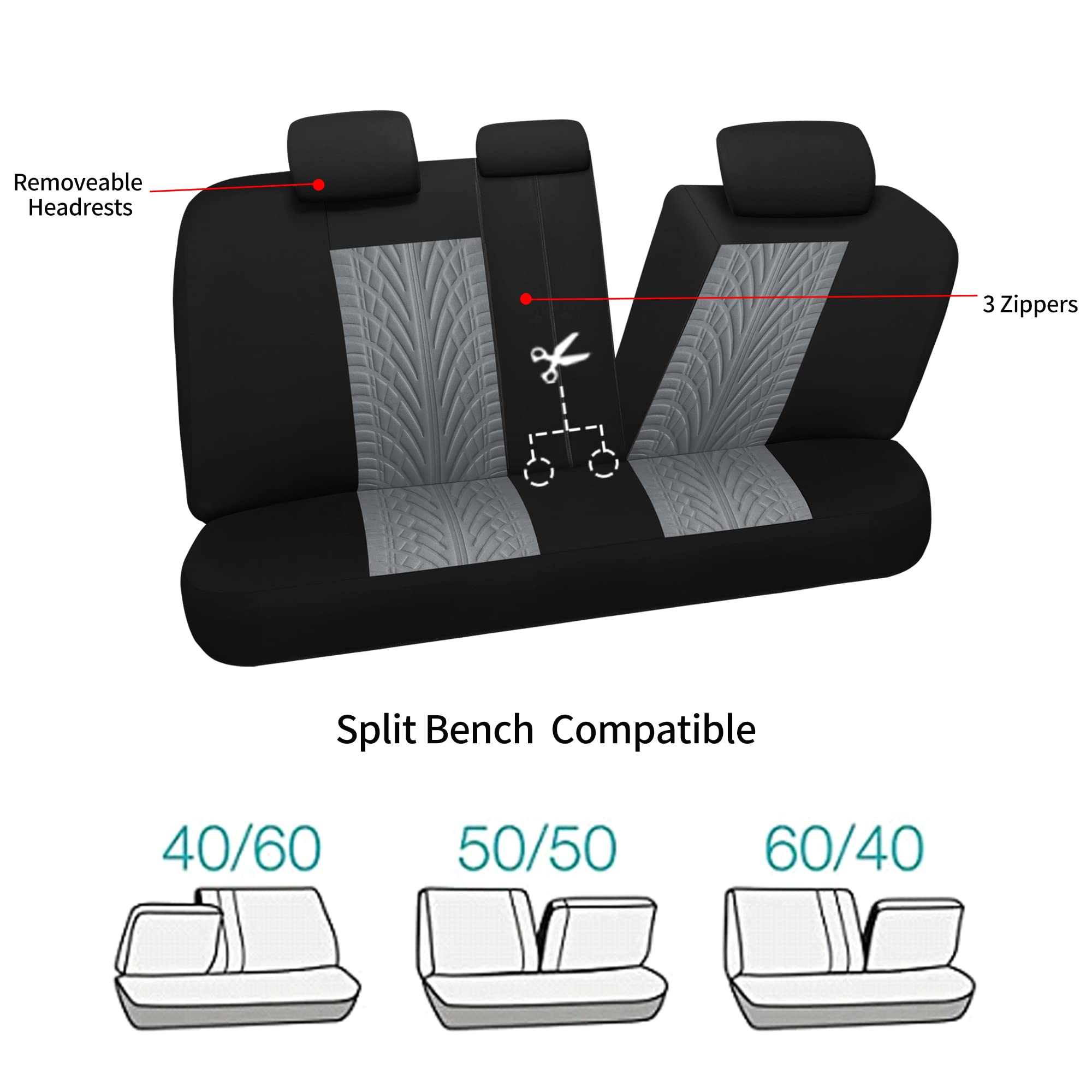 Varcozy Car Seat Covers Full Set, Front & Split Rear Bench For Car, Universal Cloth Suv, Sedan, Van, Automotive Interior Covers,