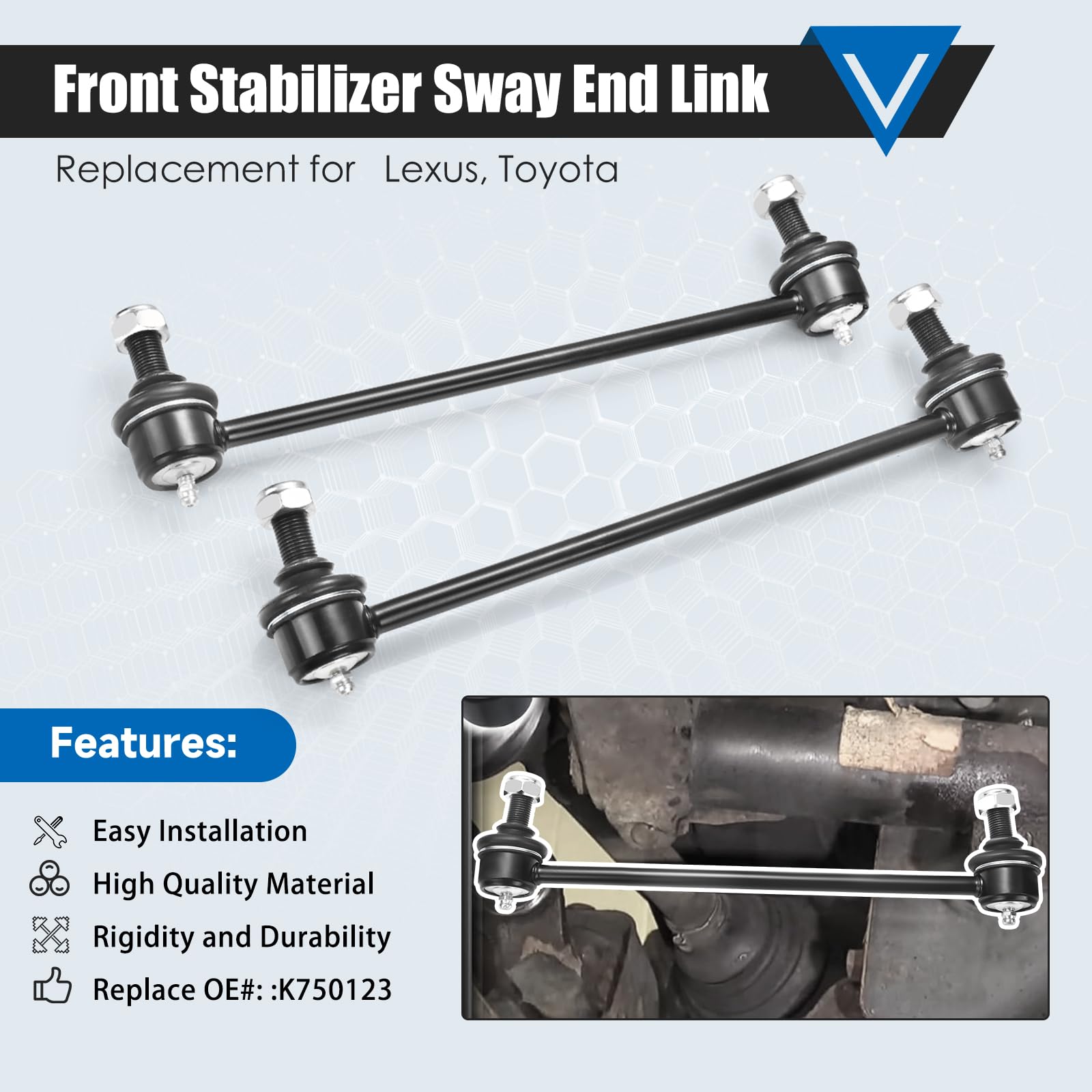 K750123 Sway Bar Links - Front Stabilizer Bar End Links Replacement For 2013-2014 Avalon 2007-2016 Camry