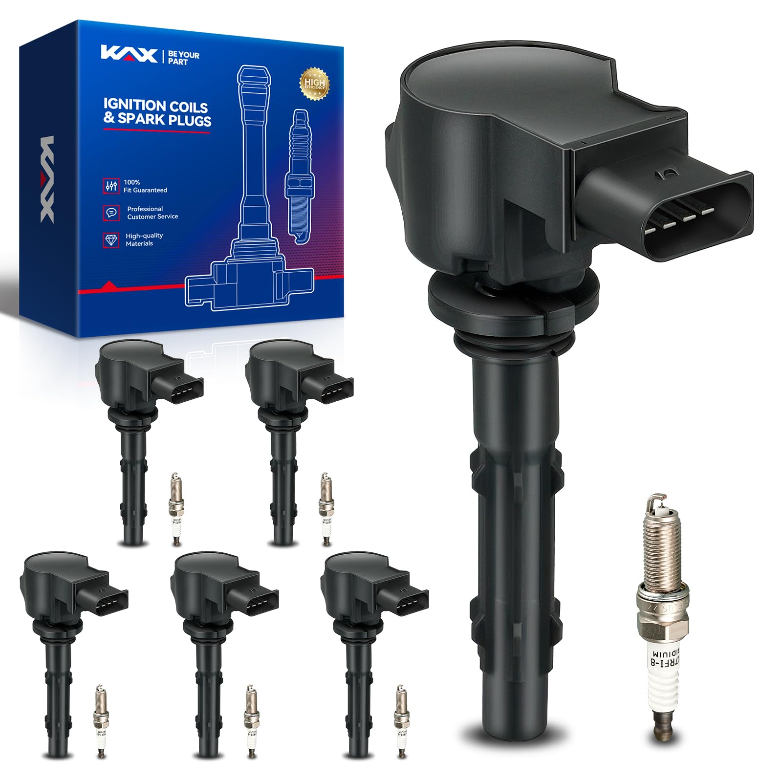 OEM Performance Set of 6 UF535 Ignition Coils & Double Iridium Spark Plug Fits for Mercedes-Benz E350 C300 GLK350 ML350 C230 S55