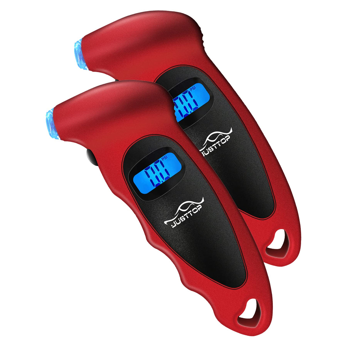 Justtop 2 Pack Digital Tire Pressure Gauge, 150Psi 4 Setting For Cars, Trucks And Bicycles, Backlit Lcd And Anti-Skid Grip For E