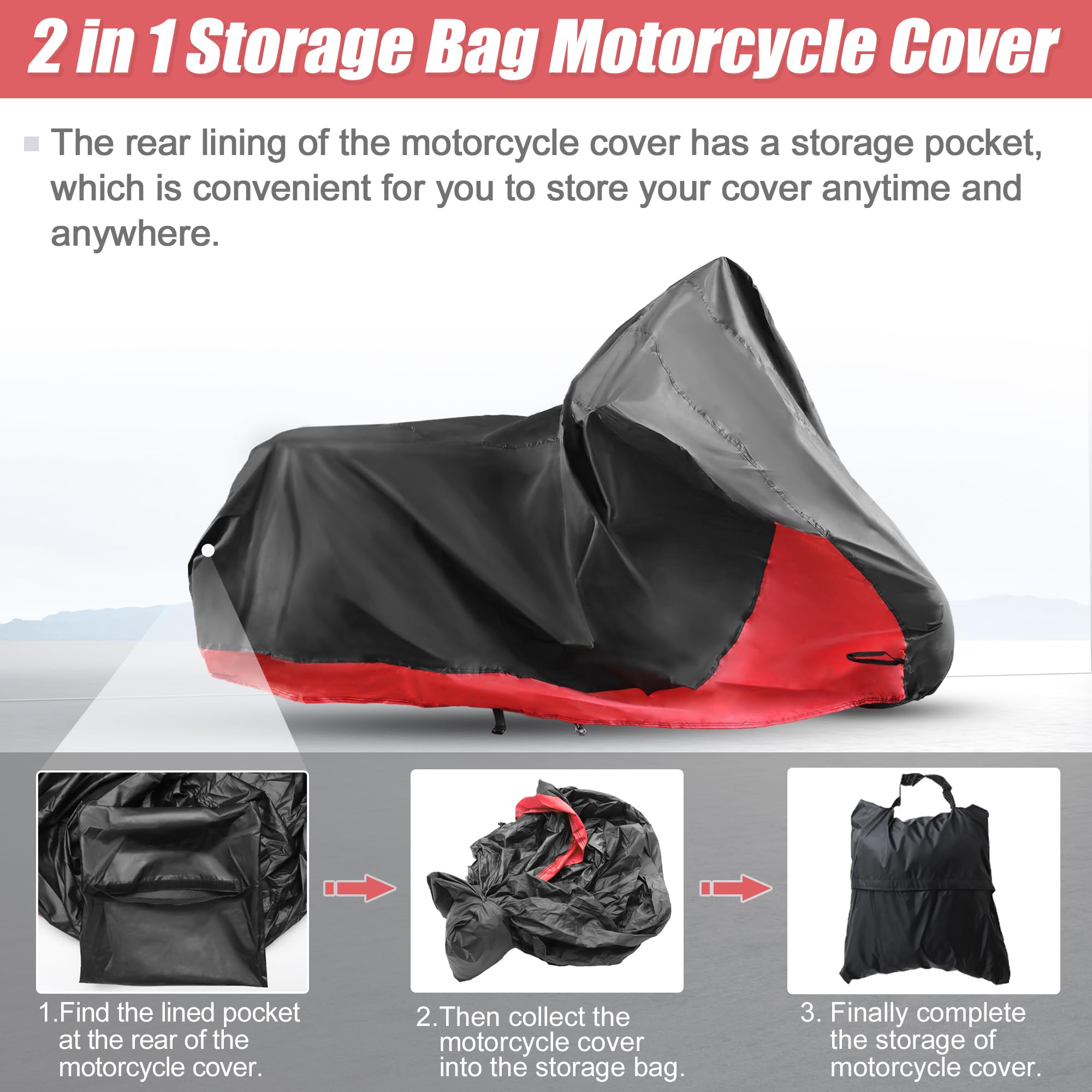 X AUTOHAUX 2 in 1 Motorcycle Cover Waterproof Protector for Harley Dyna Softail Fatboy FLFBS Heritage Classic FLHCS StreetBob Lo
