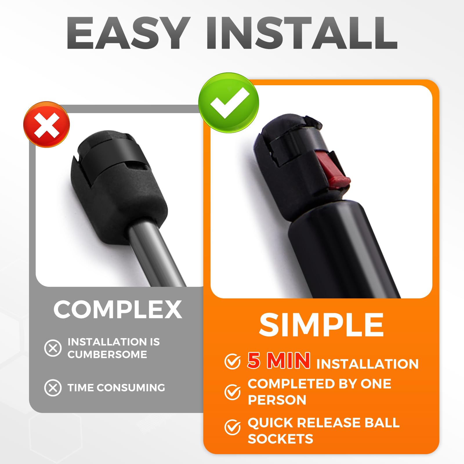 Pamagoo St270Edi2-45 27 Inch Gas Strut 45 Lbs,2Pcs St270Edi-45 Undercover Gas Spring, 27'' Lift Support For Tonneau Cover Parts