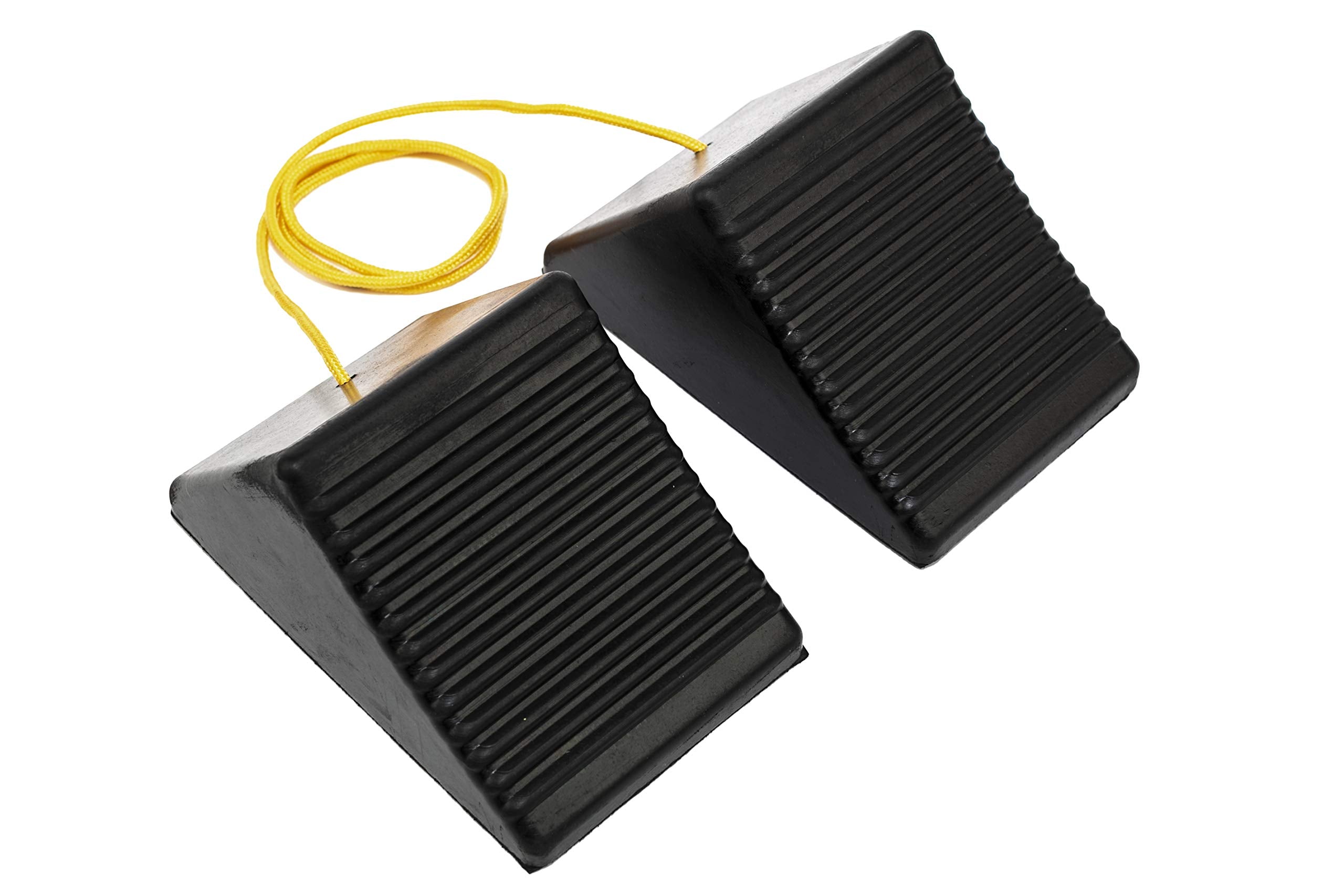 MaxxHaul 50012 Rubber Wheel Chock With Rope - 8 x 5 x 4 - 2 pack,