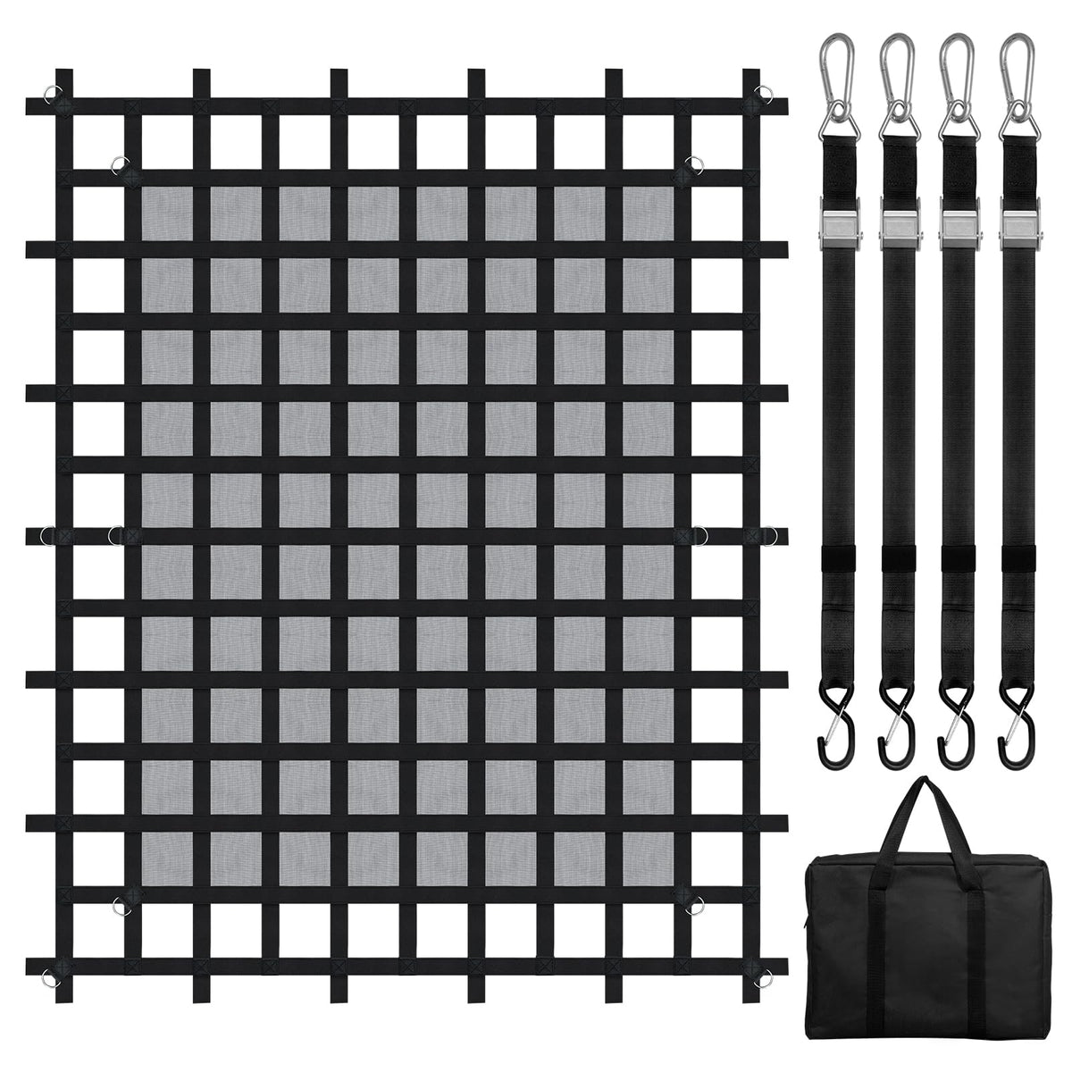 VEVOR Cargo Net with Mesh, 96 in x 81 in, Heavy Duty Truck Cargo Net-(WLL) 1,500lbs, 4 Adjustable Straps with Carabiners & S-Hoo