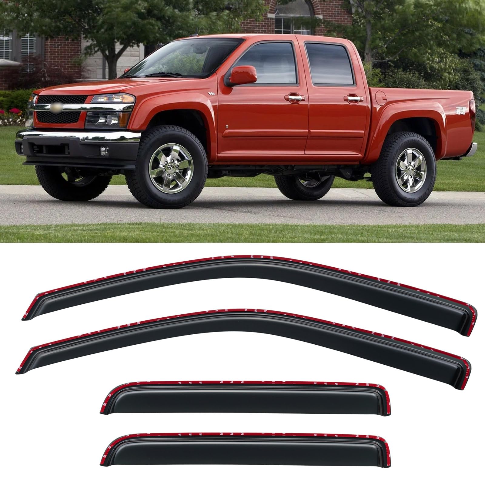 in-Channel Window Visors Rain Guards Shield for 2004-2012 Chevy Colorado, Window Vent Wind Deflectors Visors Shades for 2004-201