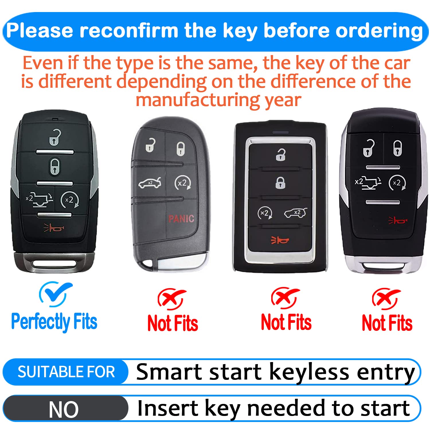 Tukellen For Dodge Key Fob Cover Genuine Leather Key Case Cover Protector Compatible With 2019-2025 Dodge Ram 1500 2500 3500 Key Shell