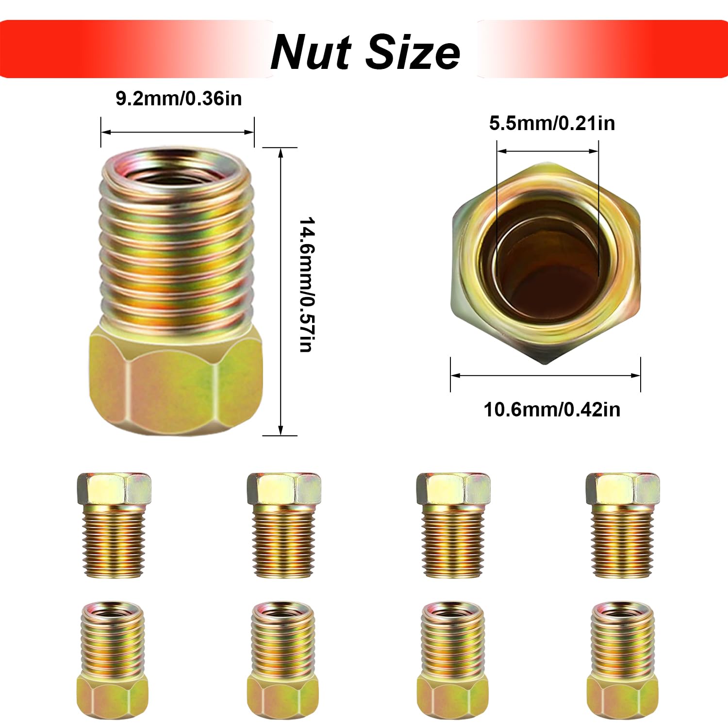 Tnisesm 35 Pcs Threads Brake Line Fittings Assortment Kits For 3/16''(19 Fittings) And 1/4'' (16 Fittings) Inverted Flares Brake