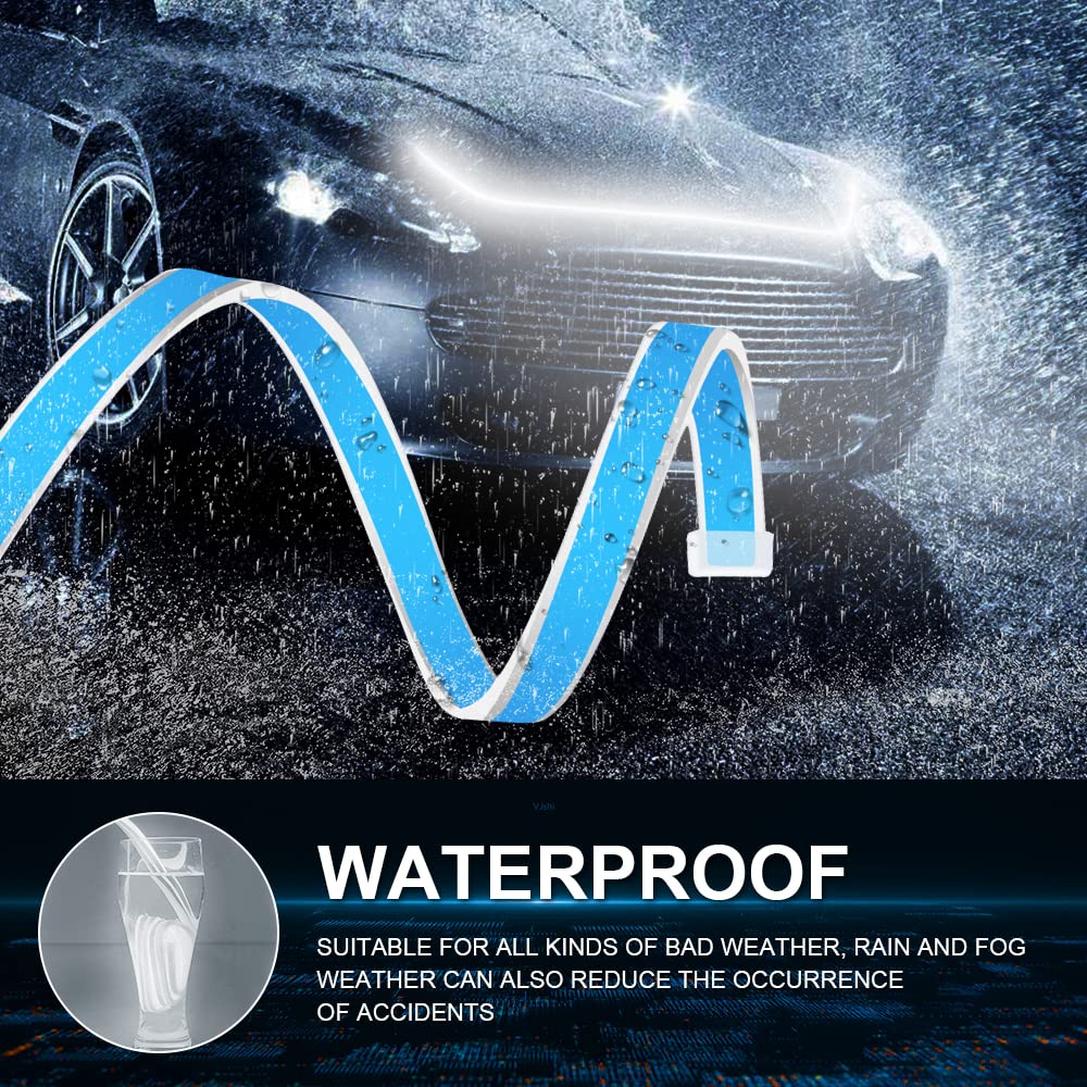 Chemini Car Hood Light Strip, 60 Inch Led Strip Lights For Car Hood Universal Engine Hood Guide Decorative Light Bar 12V Flexible Headlight Waterproof Daytime Running Light Strip 1Pcs (White)