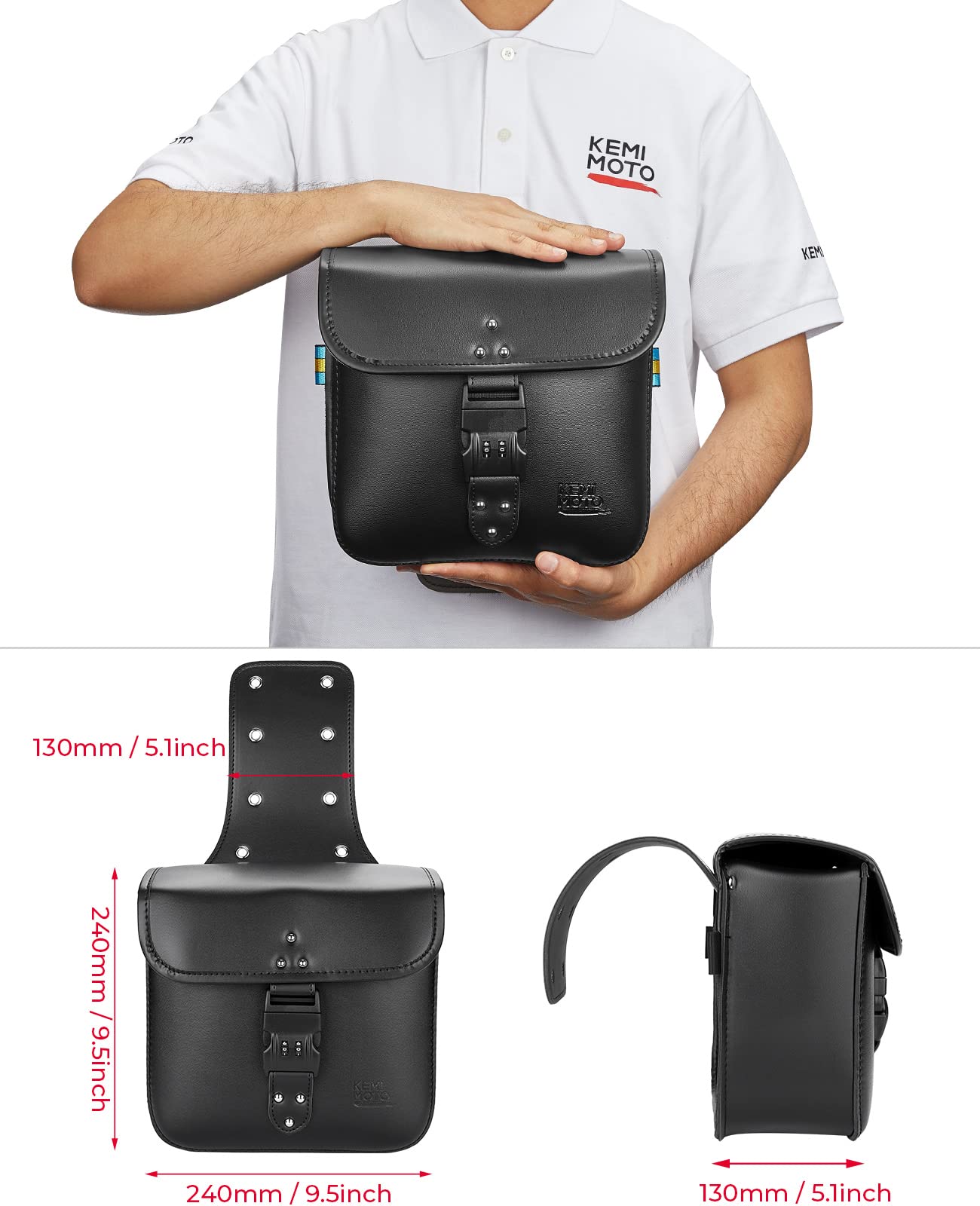 Kemimoto Motorcycle Saddlebags Throw Over Saddle Bags With Lock Small Size Panniers 14L Side Bags For Sportster Softail Dyna Roa