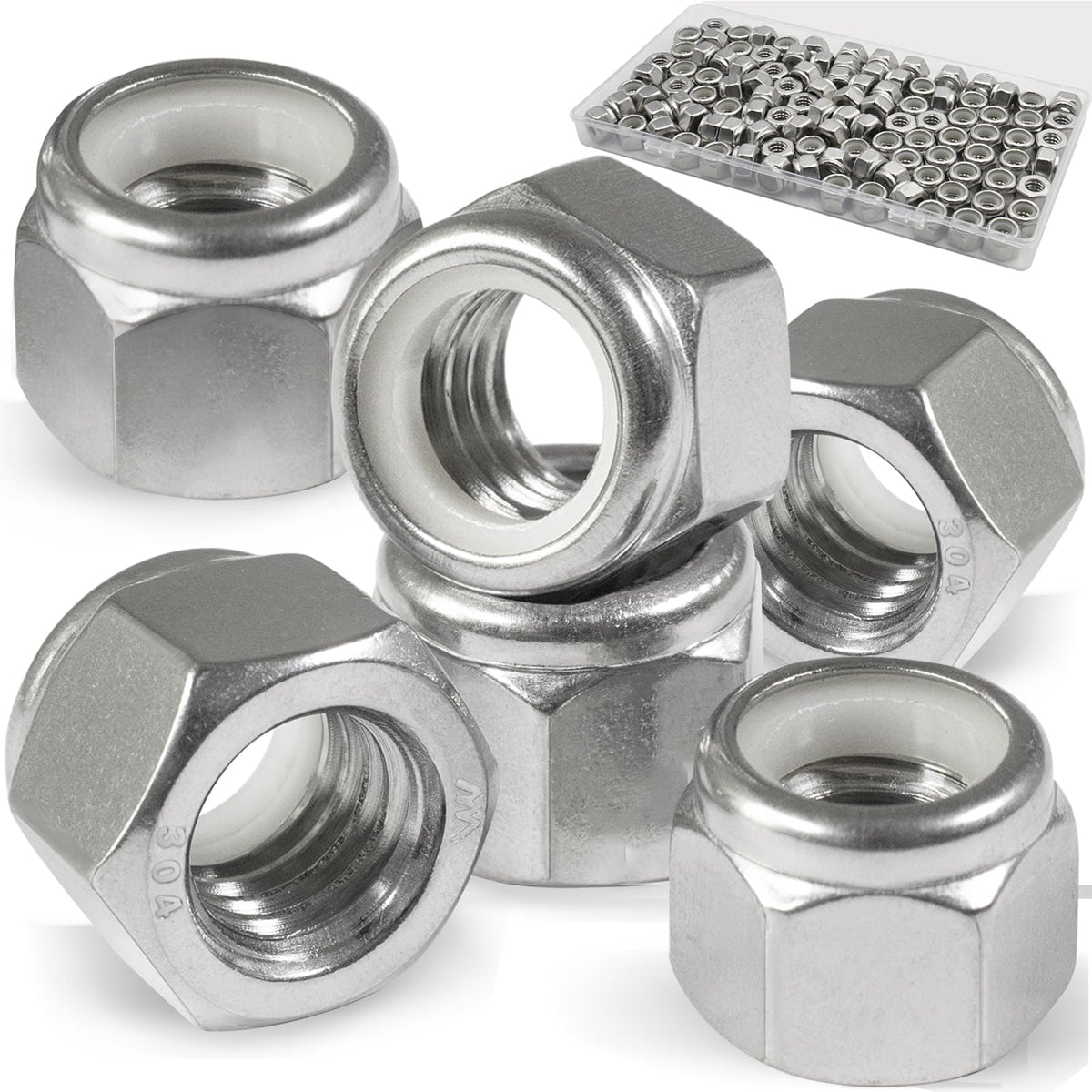 Vifmy 110 Pack 1/4'-20 Inch Lock Nuts,304 (A2-70) Stainless Steel Nylon Insert Locknuts,Standard Inch Thread Nylock Nuts