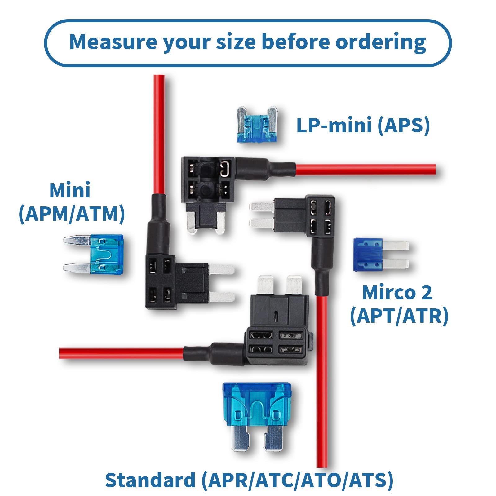 Murealy Add-A-Circuit Fuse Tap Adapter 4 Types 12V And Fuse Kit 15Amp, Fuse Tap With Micro2 Mini Standard And Low Profile, Auto