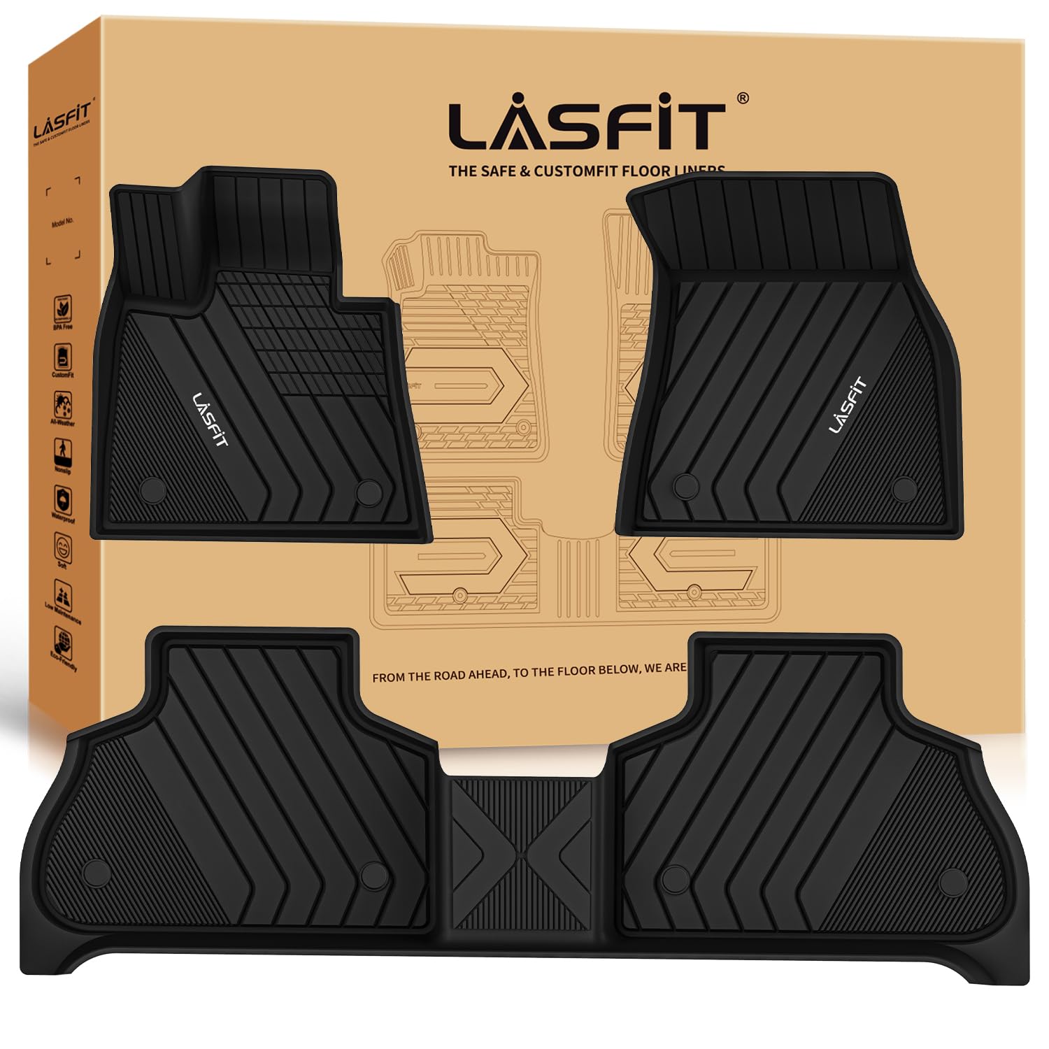 Lasfit Floor Mats Fit For Bmw X5 New 2019-2025 2026 All Weather Floor Liners Custom Fit Tpe Mat Front & Rear Rows Car Mat Full S