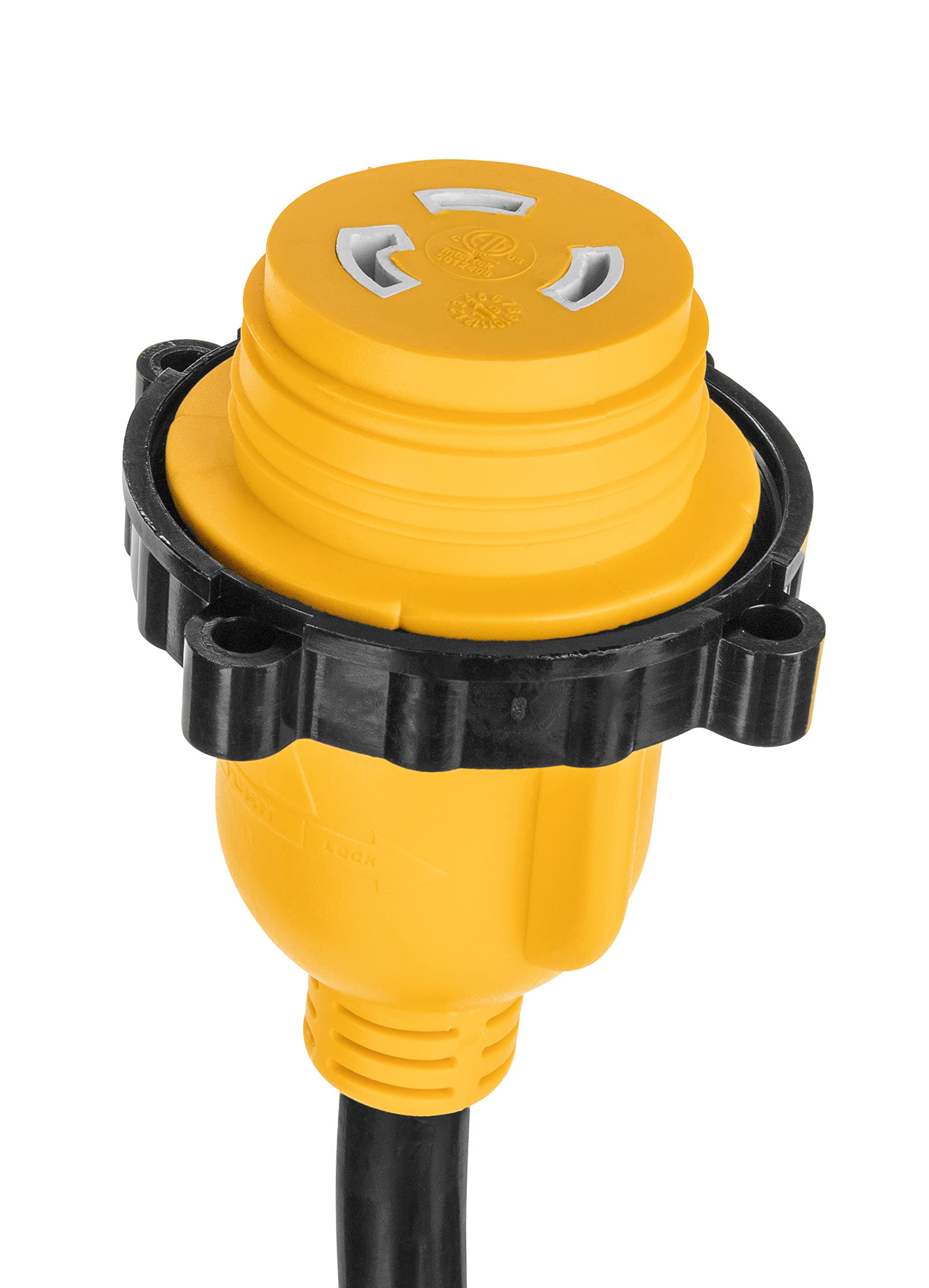 Camco 55512 Powergrip 18 30 Amp Male Standard/30 Amp Female Locking Adapter