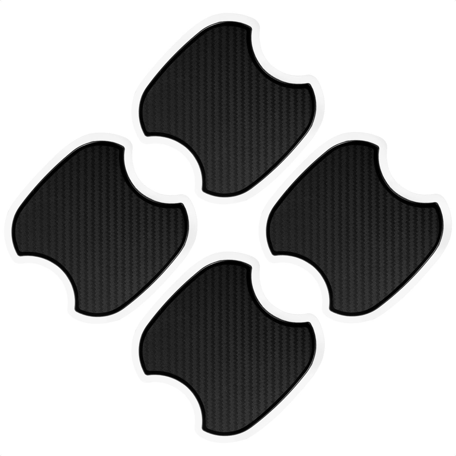 TANGSEN 4Pcs Universal 3D Carbon Fiber Texture Automotive Door Cup Handle Recess Paint Protector Cover Scratch Non-Marking Black