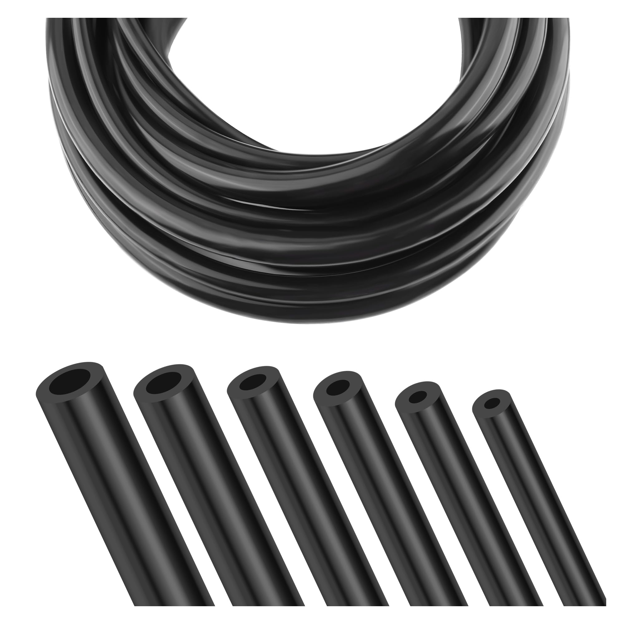 6PCS 5Ft Vacuum Line,Multipurpose Vacuum Lines Automotive for Car Engine,1/8 5/32 3/16 1/4 5/16 3/8 Vacuum Hose Kit,Universal Ca