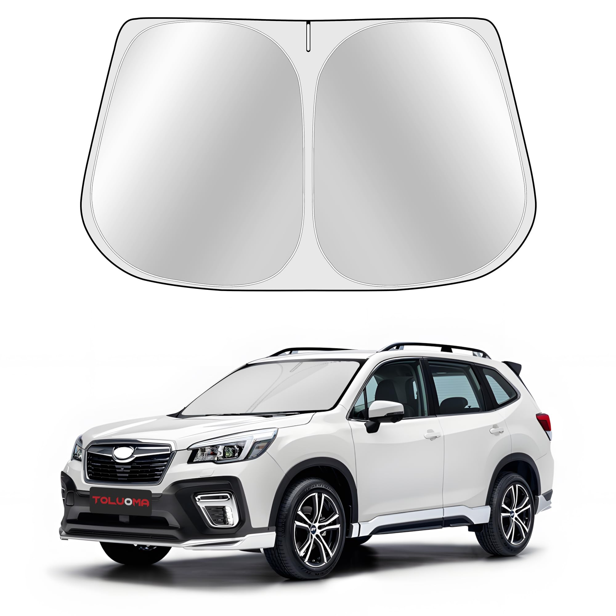 Toluoma Custom Fit Windshield Sun Shade For S-Uba-Ru Forester 2025 - Full Coverage, 210T Reflective Fabric, Double-Layer Design