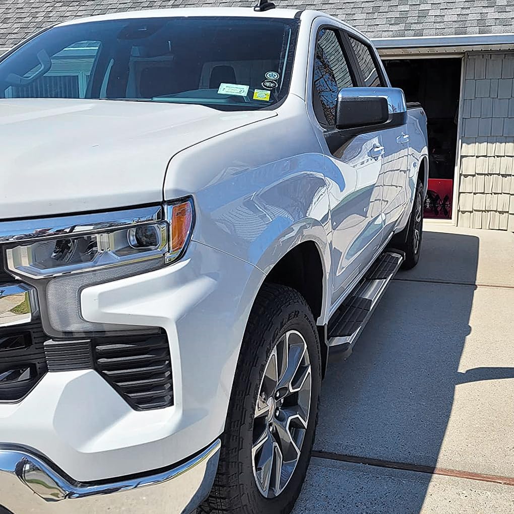 Othowe Running Boards Compatible With 2022-2025 Toyota Tundra Crewmax Cab(4 Full-Size Door), Black Flat Oval Running Boards 2 Piece Set Side Steps Step Bars Tundra Stainless Steel Running Boards.