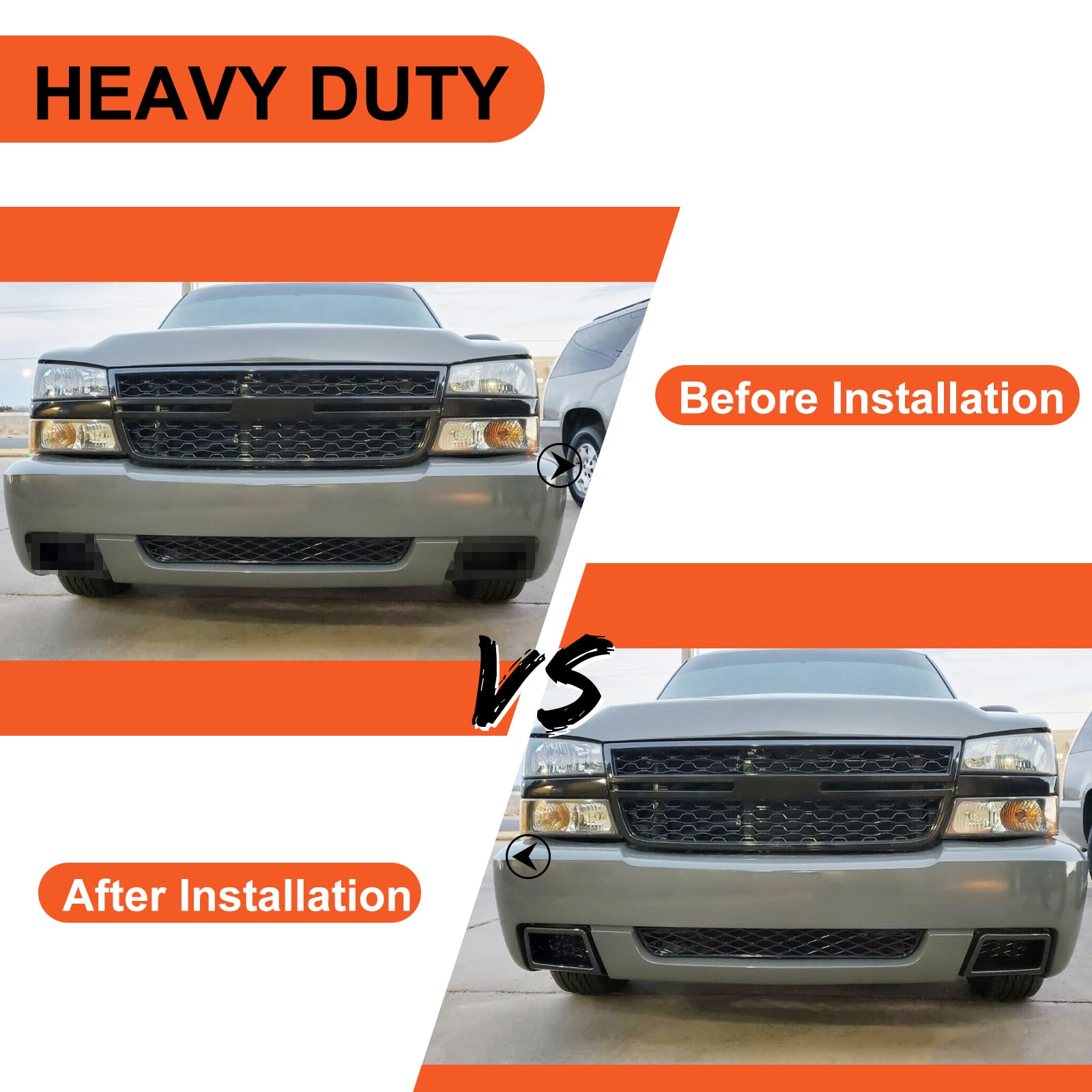 ECOTRIC Bumper Caliper Air Duct Set Compatible with 2003-2007 Chevrolet Silverado 1500 Pair Carbon Fiber Style Air Duct Vent Bezel Cover Trim 89025753 & 89025754