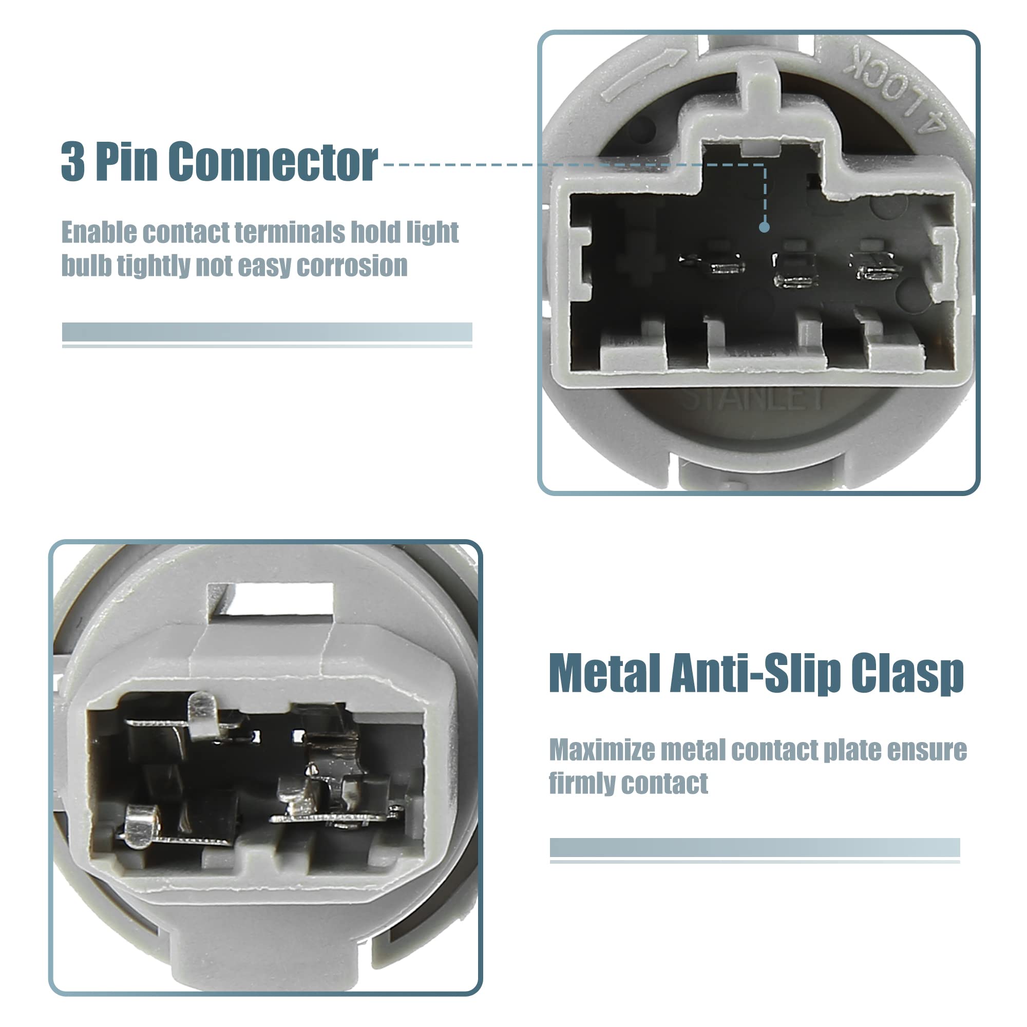 X Autohaux 2Pcs Rear Tail Light Brake Lamp Socket Turn Signal Lights Wire Harness Plug Holder 33515S50003 For Honda Accord Civic 98-15 For Honda Fit 09-13 For Acura Cl Rl Tsx T20W W Socket