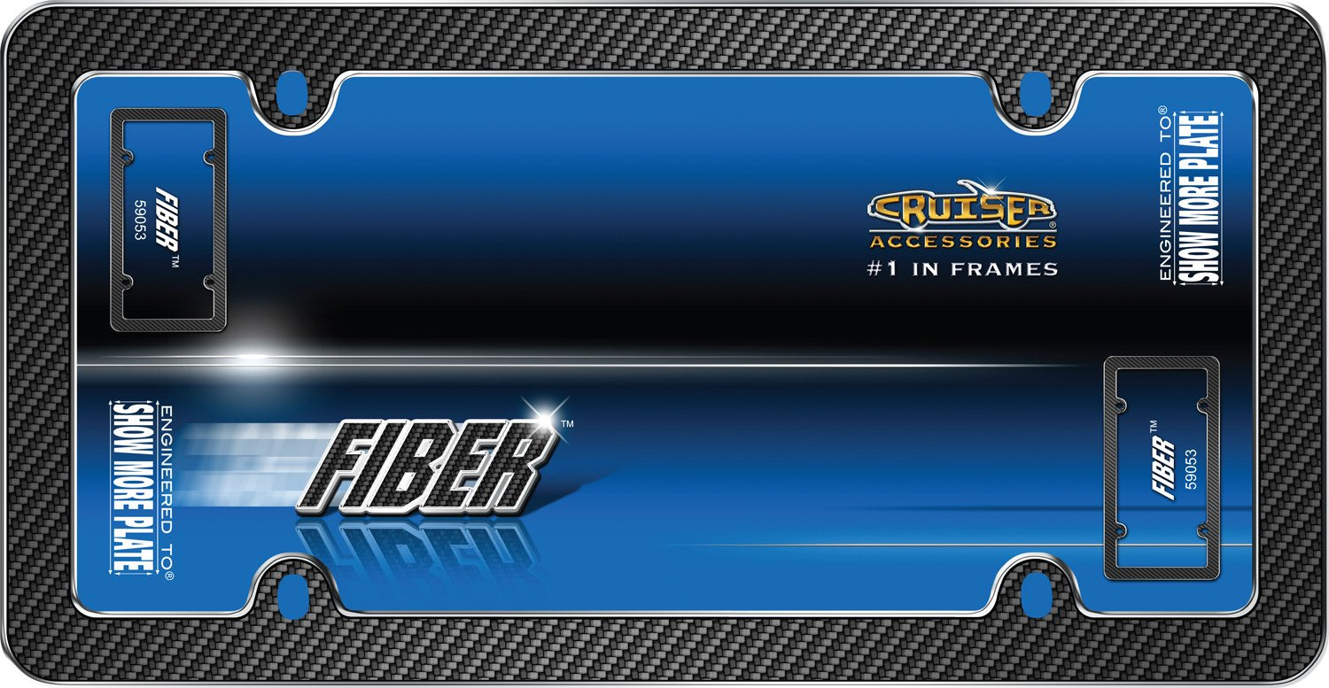 Cruiser Accessories Fiber License Plate Frame, Black/Chrome