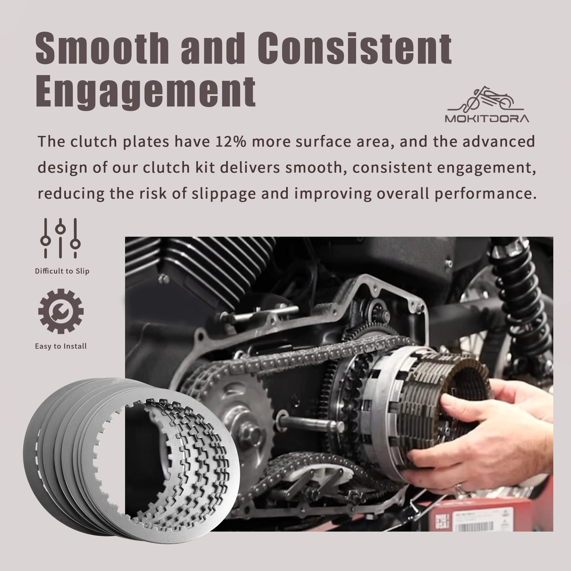 Mokitdora Extra Clutch Plate Friction Steel Clutch Kit Compatible With 1991-2017 Sportster 1990-1997 Harley Big Twin 1991-2002 Buell All Models 17 Pcs Big Twin Clutch Kit