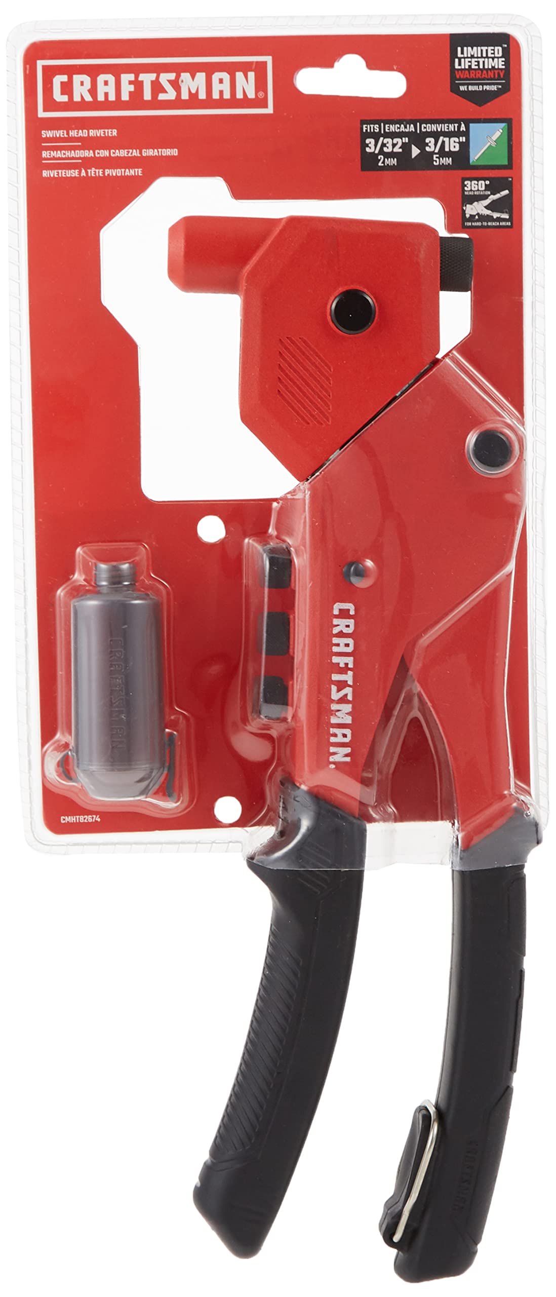 Craftsman Pop Rivet Tool, Swivel Head Gun (Cmht82674)