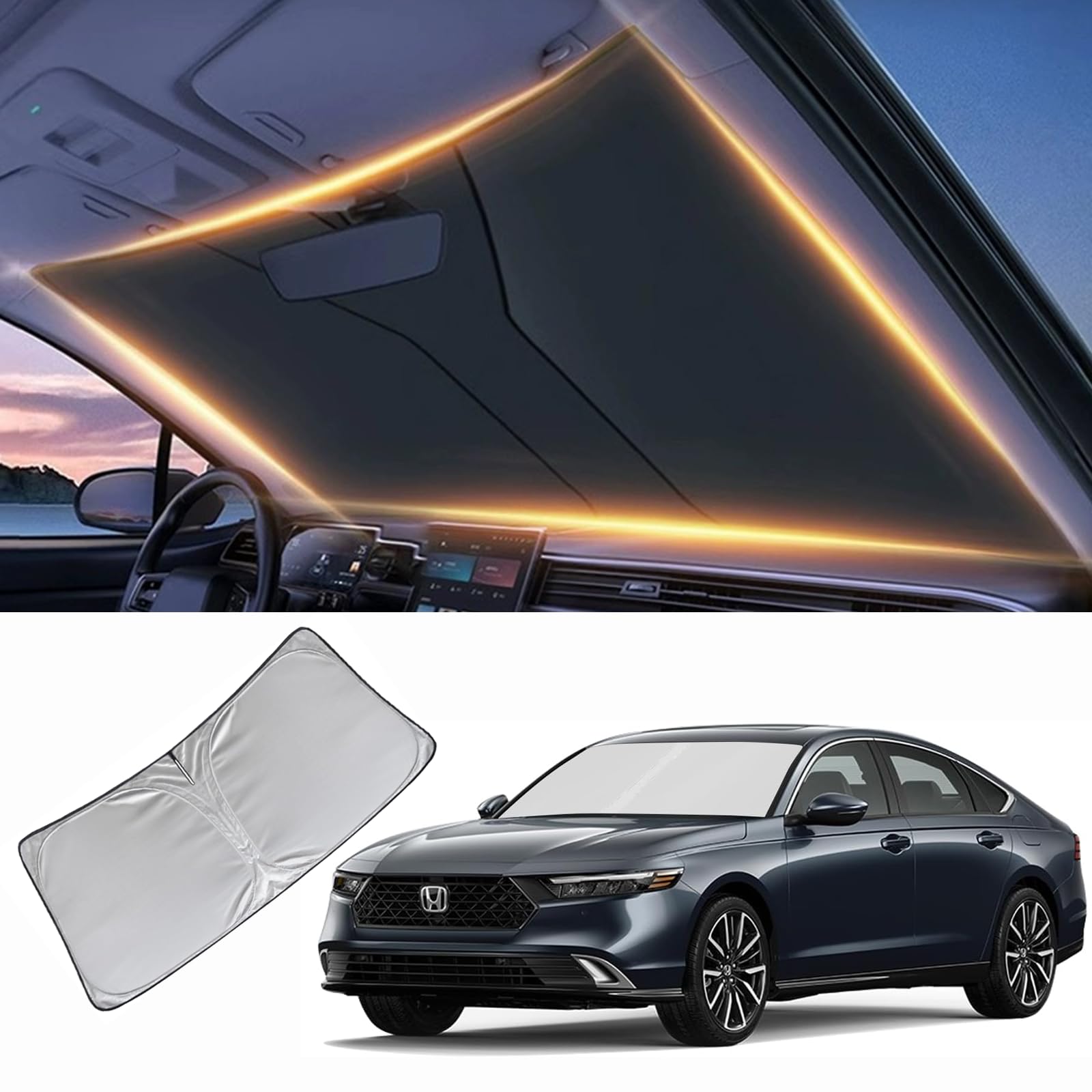 Windshield Sun Shade For Honda Accord Front Window Shades Cover For 2013-2024 Accord Car Accessories Windshield Sun Visor Protec