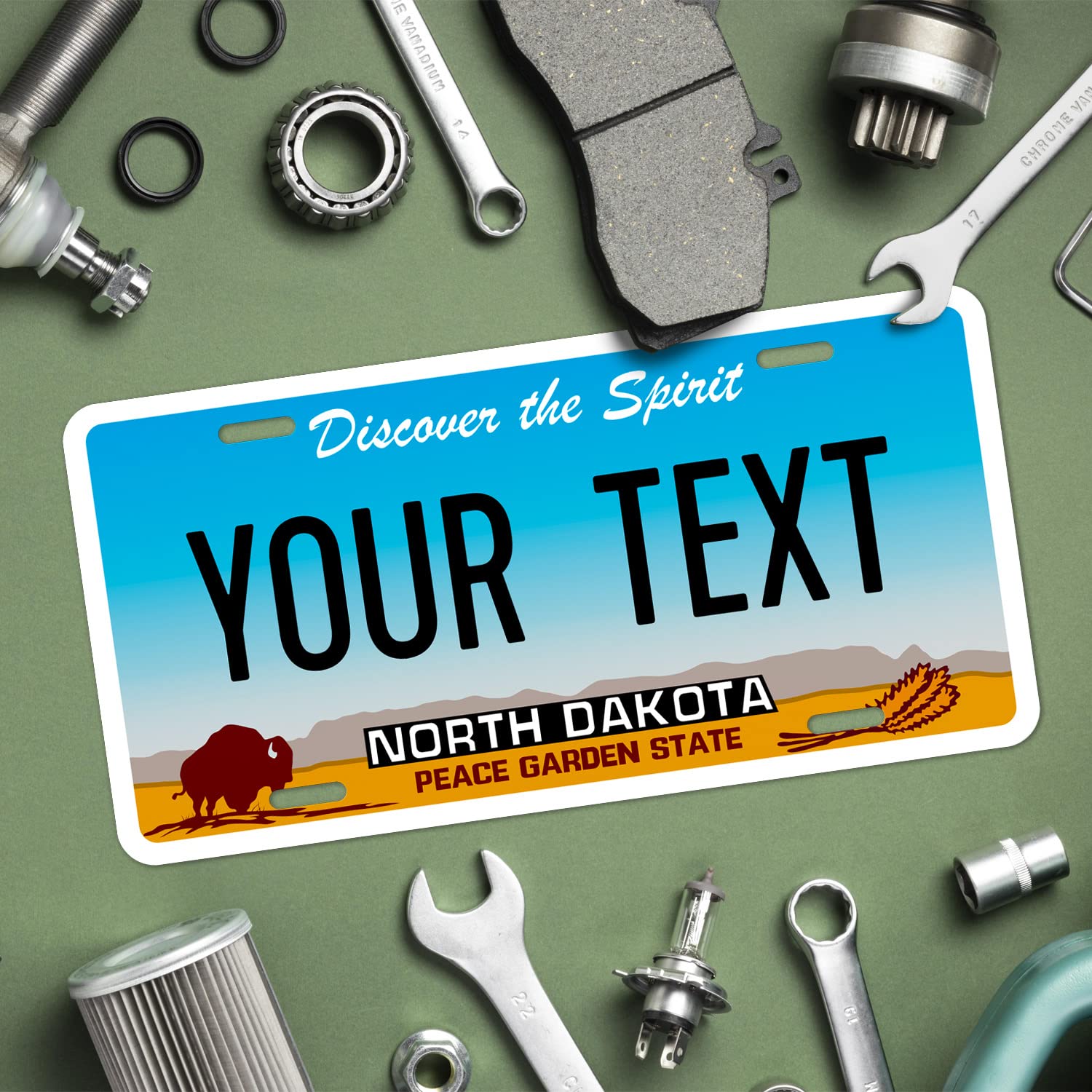 Sigo Signs Custom North Dakota License Plate - Personalized 6x12 Inches, Rust Free Aluminum, Fade Resistant, Made in USA