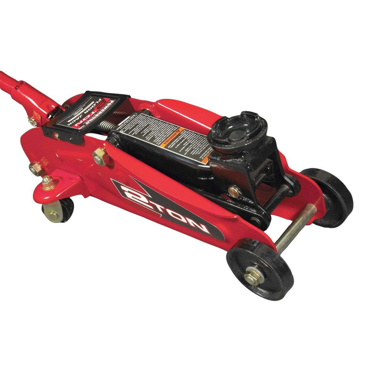 Powerbuilt 2-Ton Trolley Jack, Garage Vehicle Lift, 4000 Pounds, 360 Degree Swivel Wheel Casters, Safety Valve, Car Repair - Red