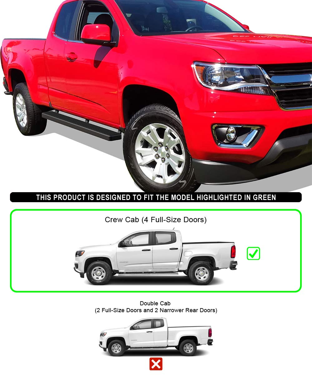 Aps 5In Stainless Steel Black Running Boards Compatible With Chevy Colorado Gmc Canyon 2015-2024 Crew Cab (Nerf Bars Side Steps)