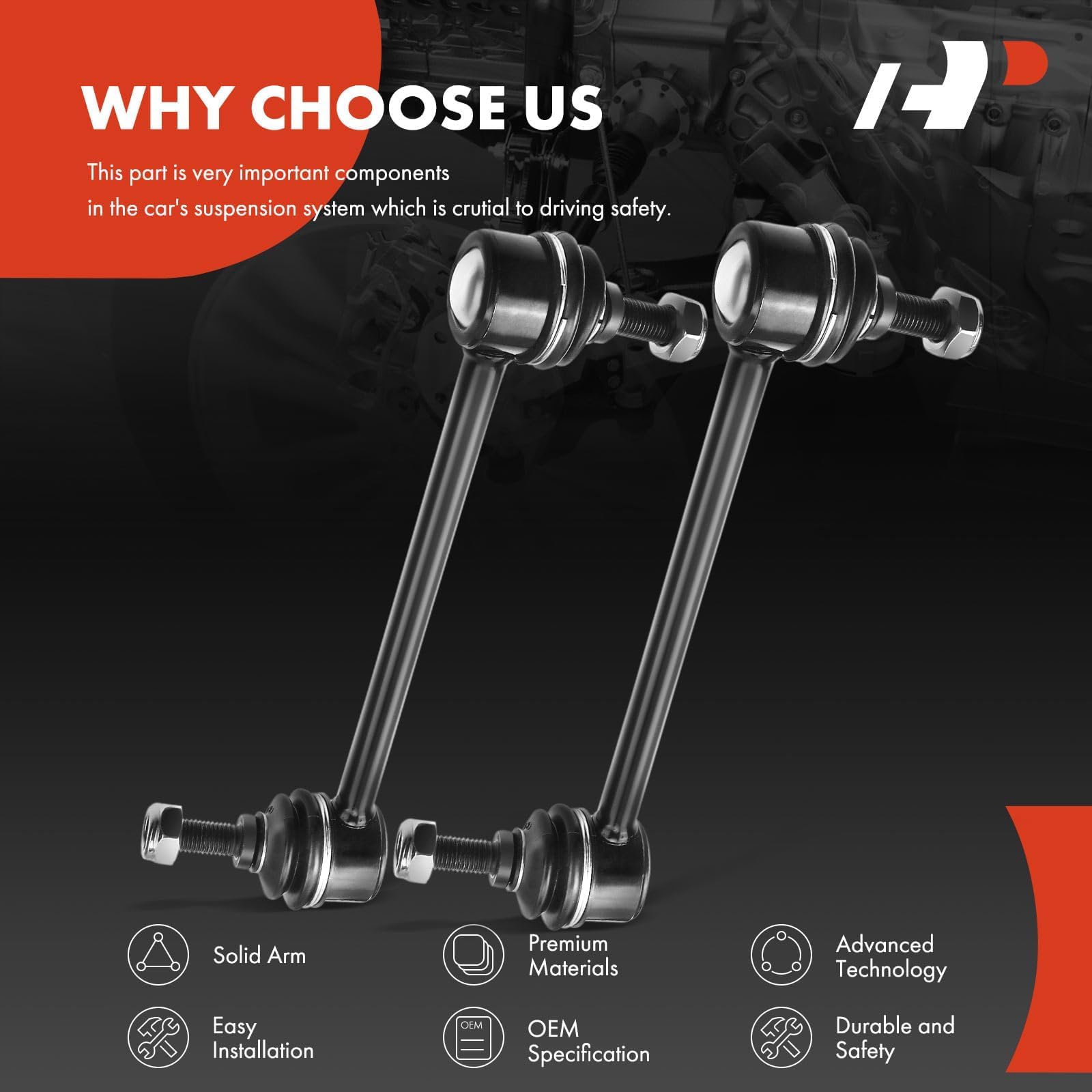 A-Premium 2 X Rear Sway Bar Links Stabilizer Bar Links, Compatible With Hyundai & Kia & Chevrolet & Buick & Oldsmobile - Sonata