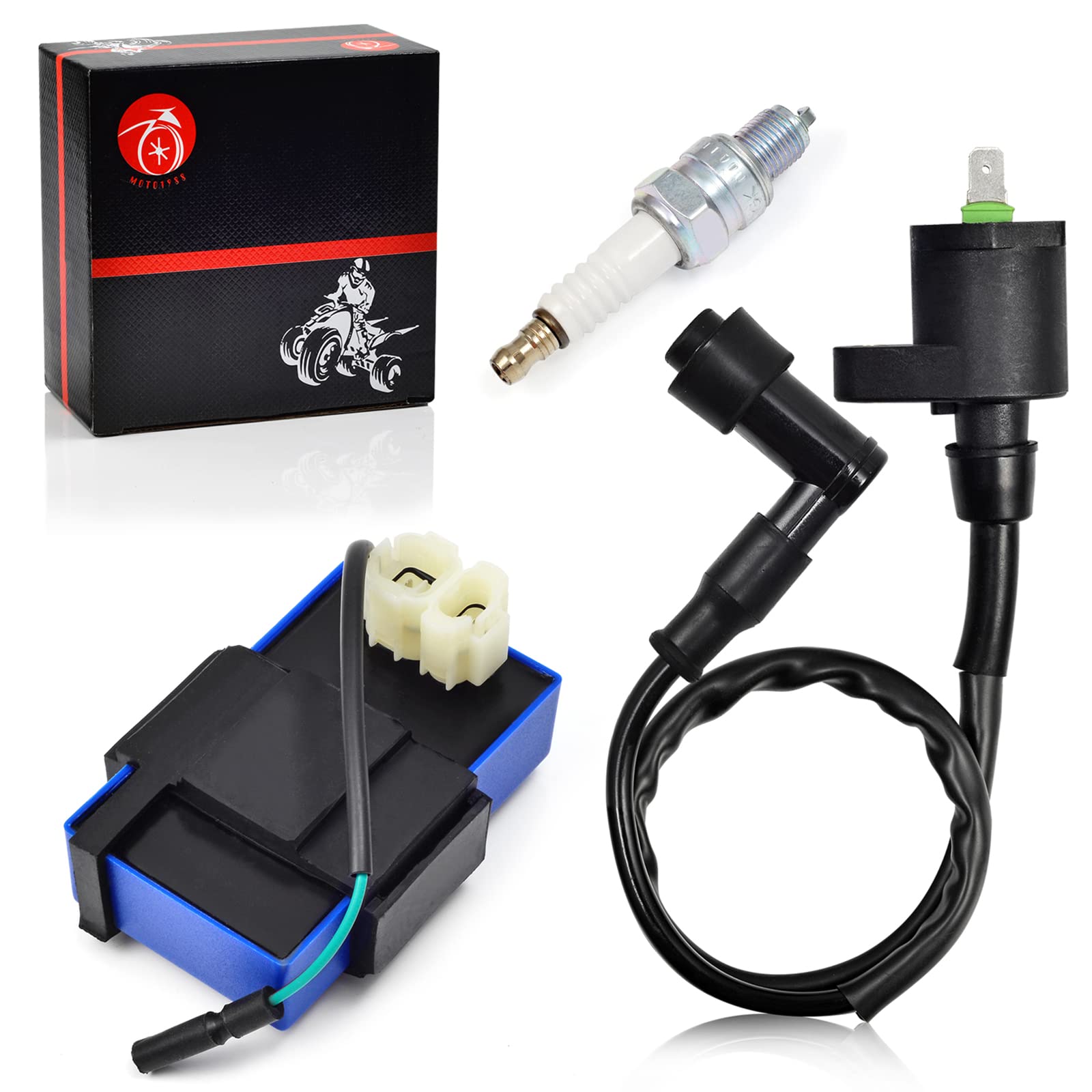 Igniter CDI BOX Ignition Coil and Spark Plug Compatible with Honda TRX 90 1993 1994 1995 1996 1997 1998 1999 2000 2001 2002 2003