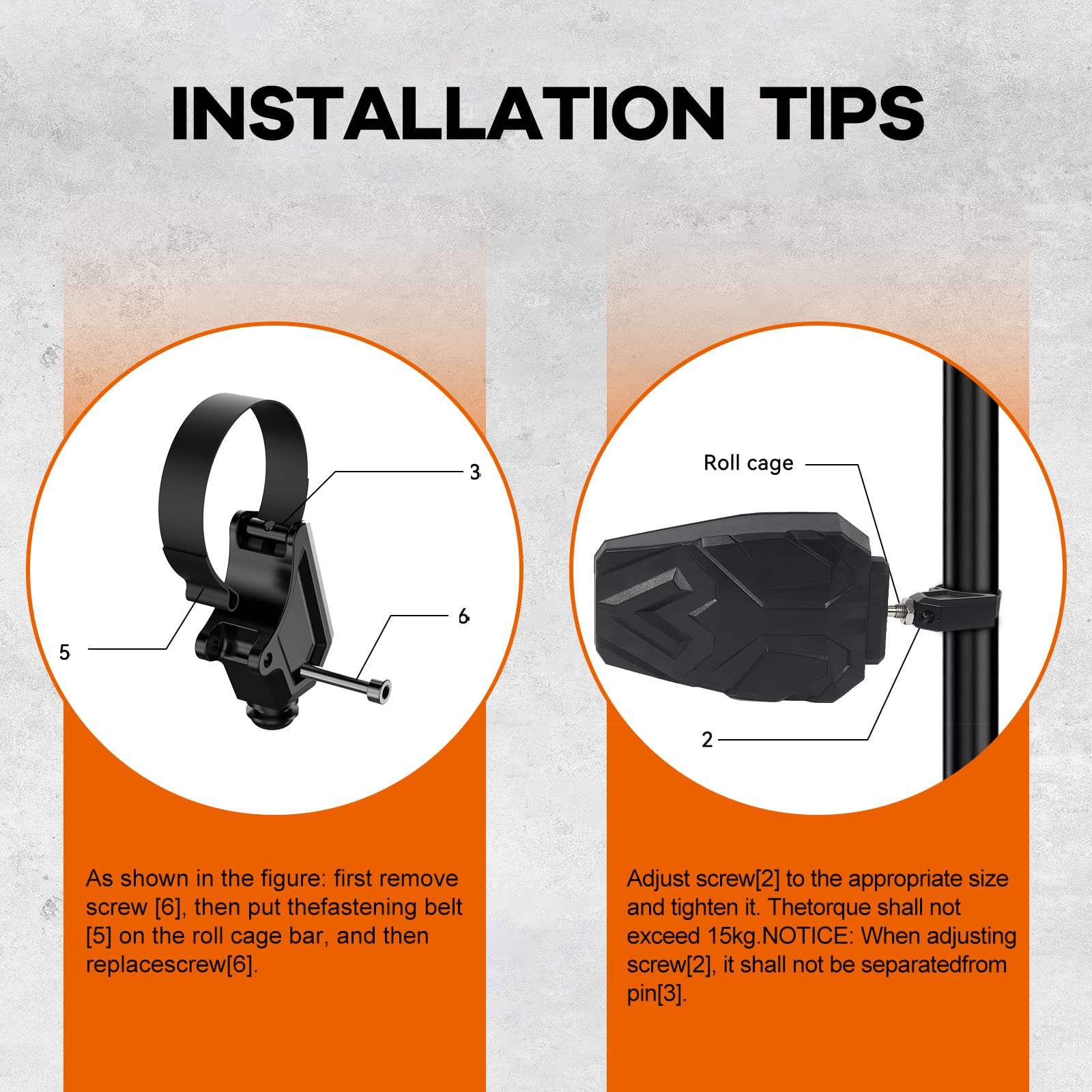 Esploratori UTV Side Mirrors for 1.65''-2'' Roll bar, UTV RZR Mirrors Compatible with Polaris RZR, Can Am Maverick X3, Kawasaki