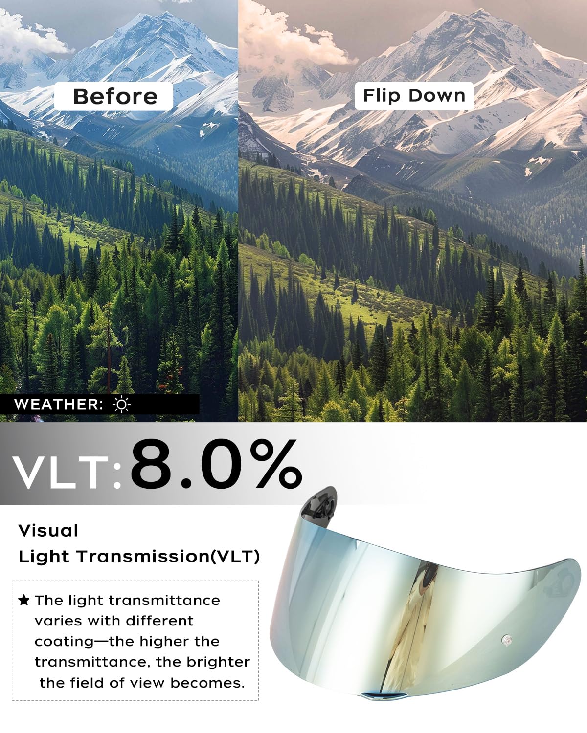 Soman K1 Helmet Visor Replacements, K1S Tinted Helmet Visor Compatible With K1 K1S K3Sv K5 K5S Uv Protection (Gold)