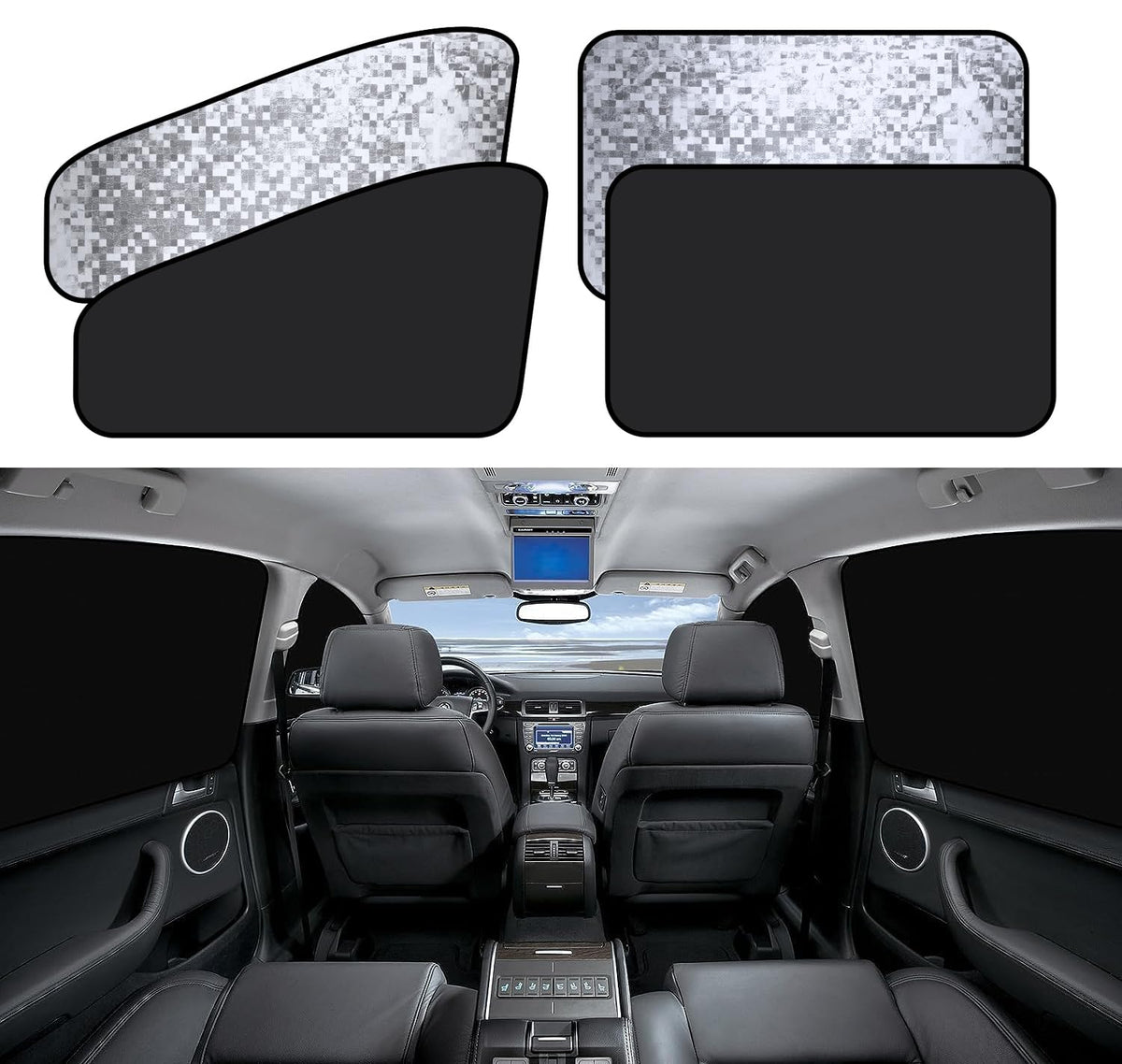 Zatooto Side Window Sun Shade - 4 Pack Car Window Covers 99% Uv Light Block Car Curtains Magnetic Side Window Sun Shade Keeps Co