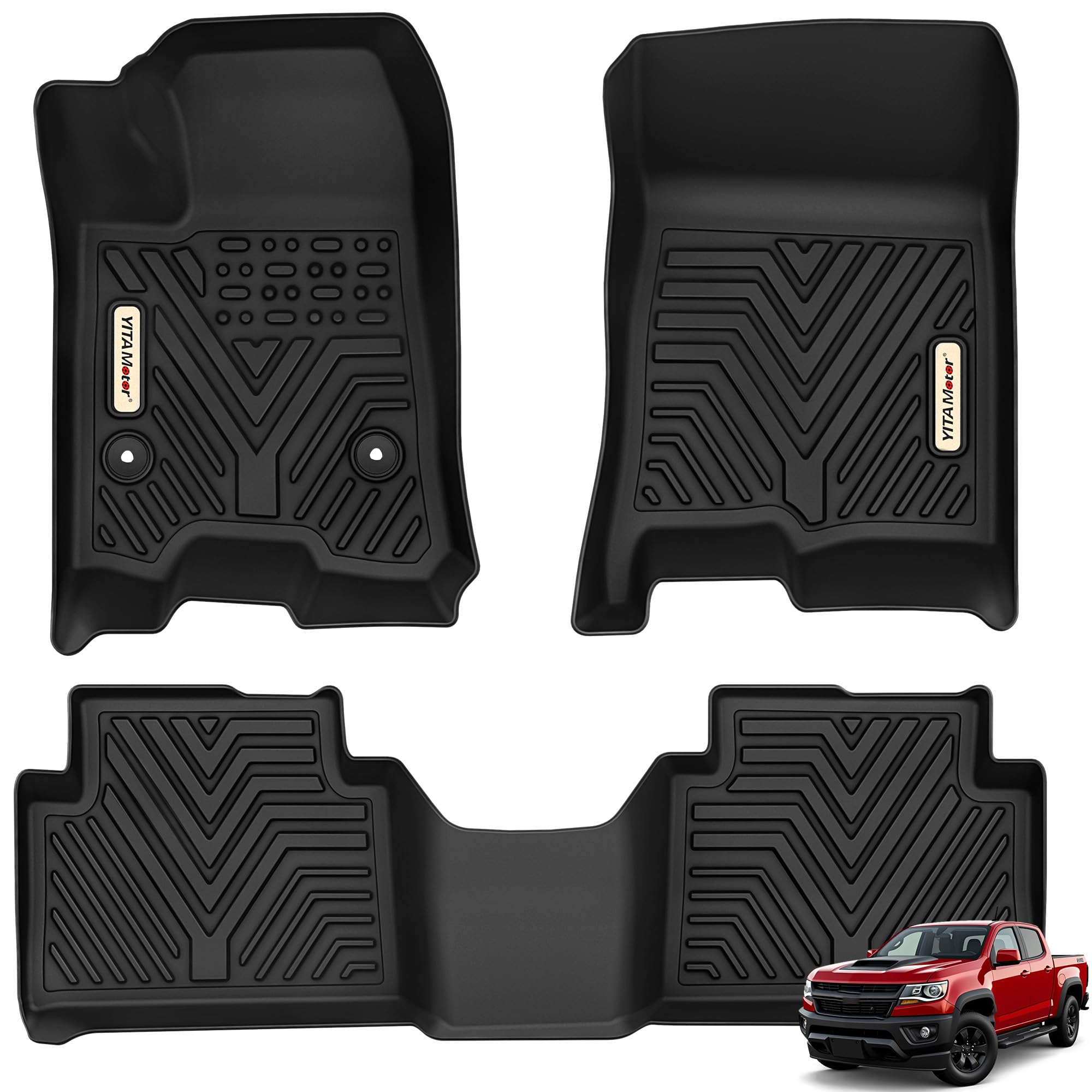 Yitamotor Floor Mats Compatible With Chevrolet Chevy Colorado Crew Cab 2023 2024 2025 & Gmc Canyon 2023 2024 2025, Tpe All Weath