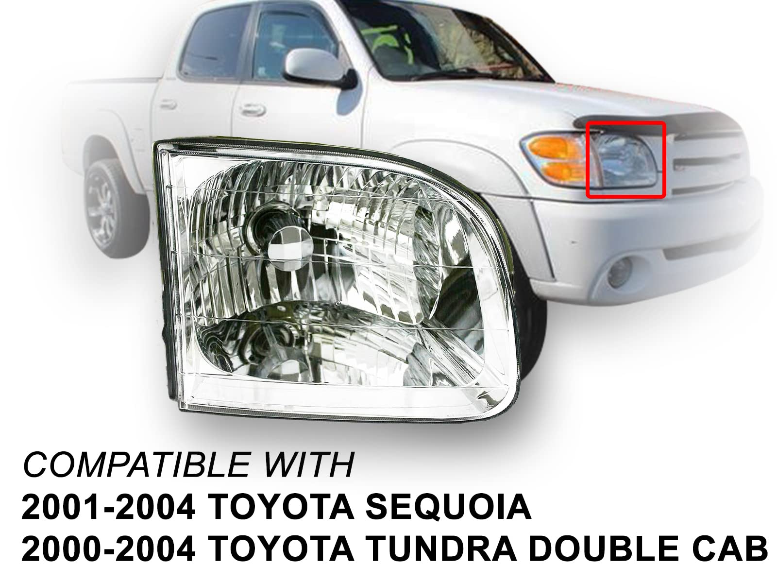 Auto Parts Avenue Apa Replacement Headlight For 2000 2001 2002 2003 2004 Tundra (Double Cab Model Only) 2001 2002 2003 2004 Sequ