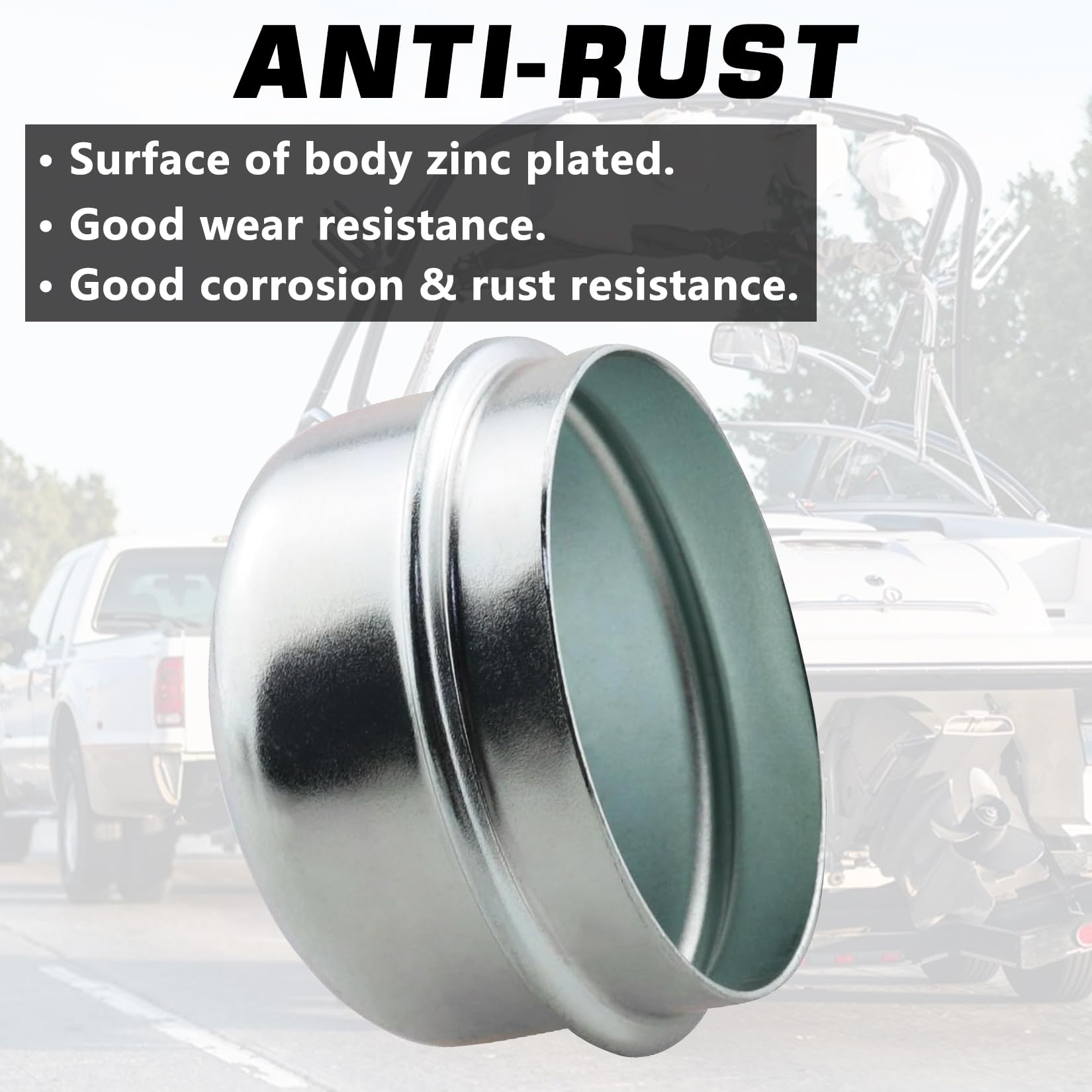 Grepspud 2Pcs 1.98'' Trailer Axle Dust Caps, Trailer Hub Bearing Dust Cap Cup Wheel Center Grease Cover Caps For 2000-3500 Lbs B