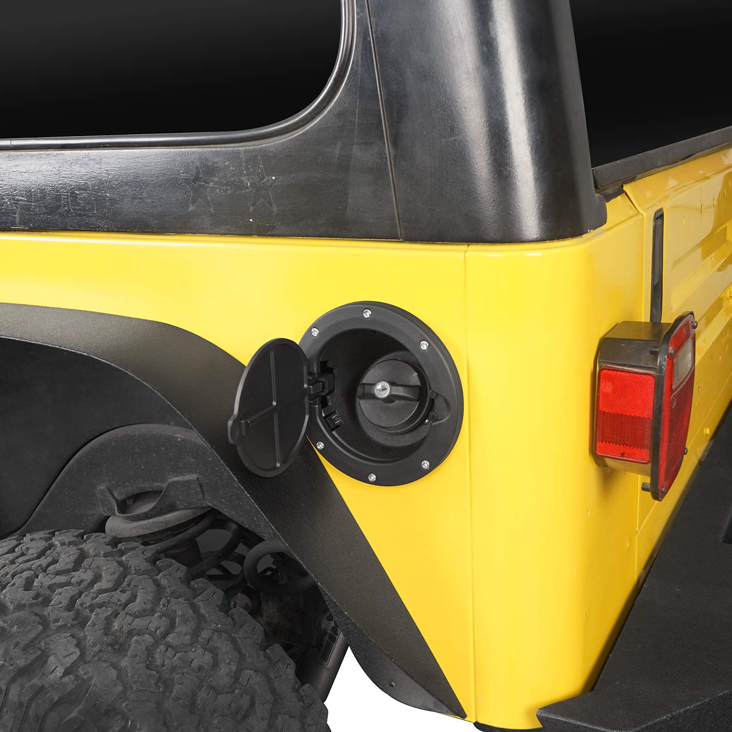 Hooke Road Tj Fuel Door Cover Gas Tank Cap Filler Compatible With Jeep Tj Wrangler 1997-2006